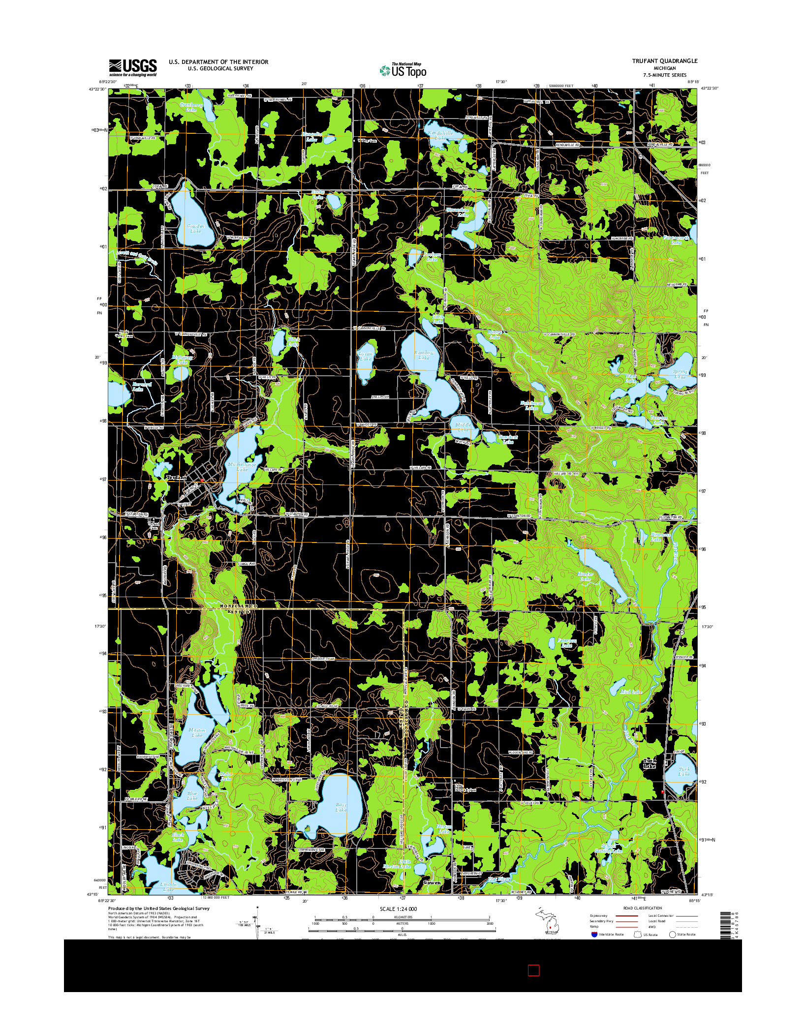 USGS US TOPO 7.5-MINUTE MAP FOR TRUFANT, MI 2014