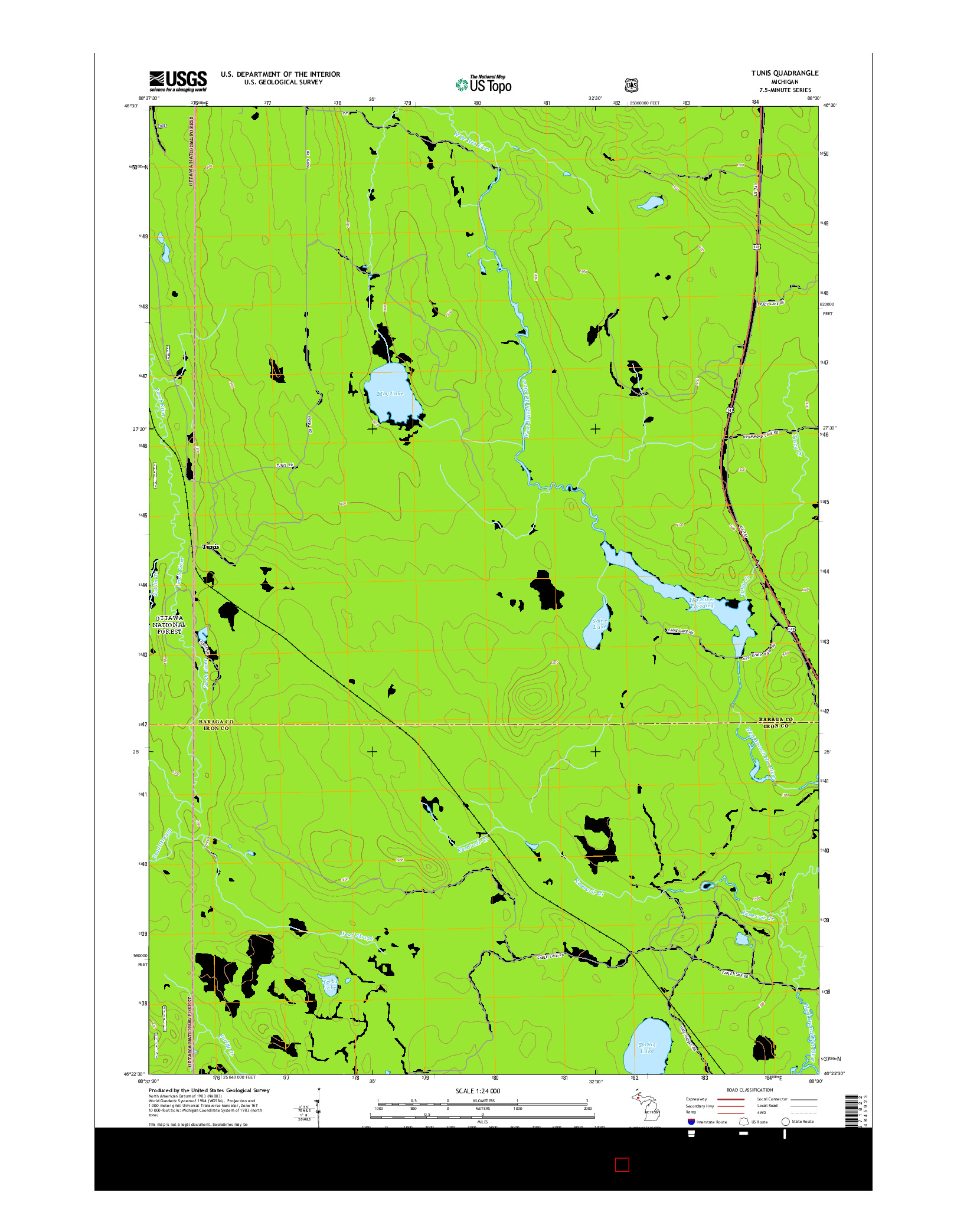 USGS US TOPO 7.5-MINUTE MAP FOR TUNIS, MI 2014