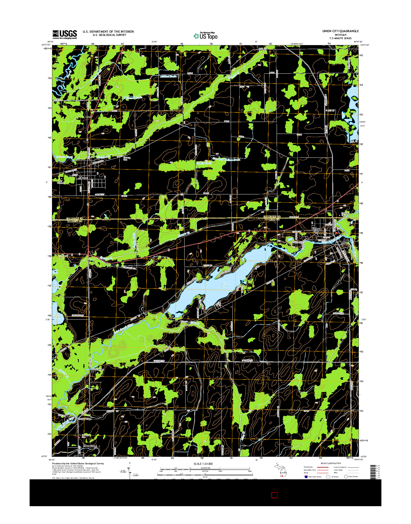 USGS US TOPO 7.5-MINUTE MAP FOR UNION CITY, MI 2014