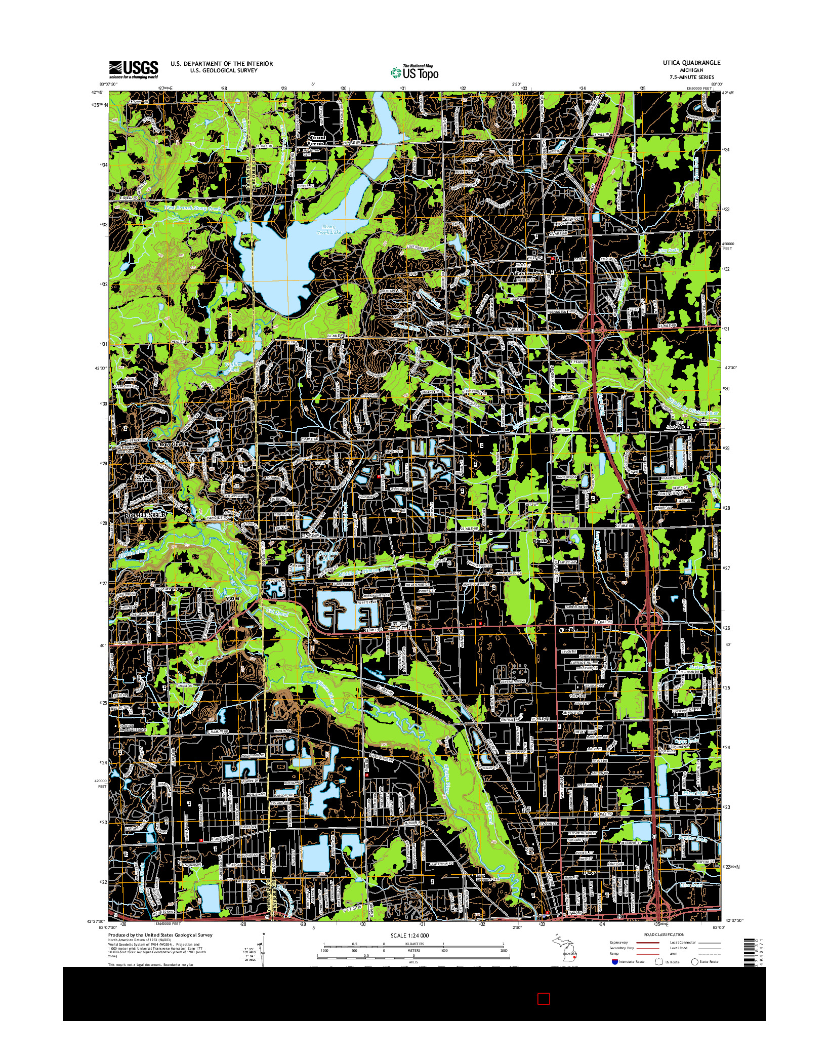 USGS US TOPO 7.5-MINUTE MAP FOR UTICA, MI 2014