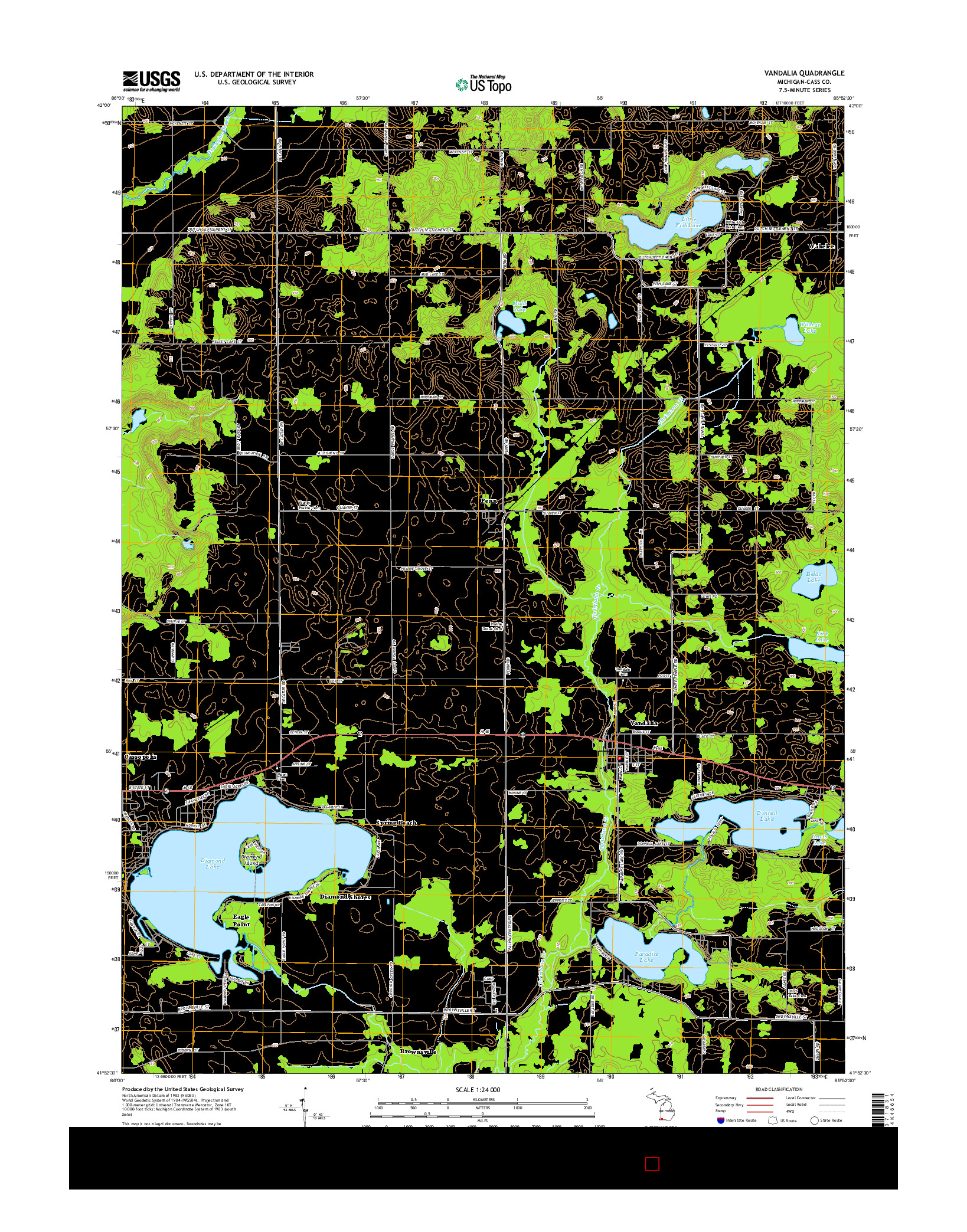 USGS US TOPO 7.5-MINUTE MAP FOR VANDALIA, MI 2014