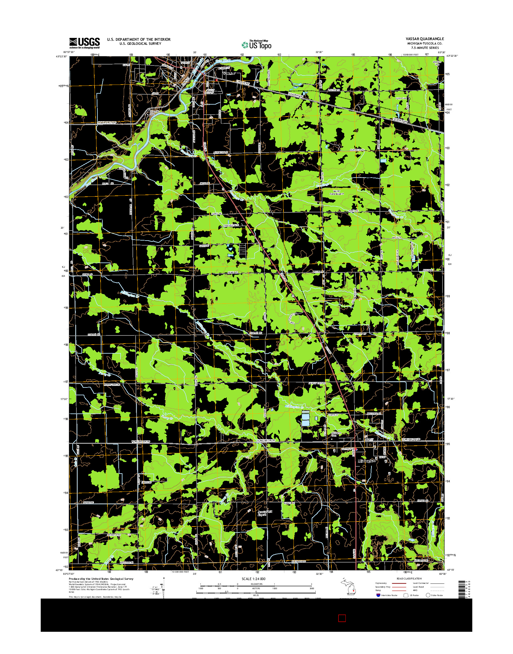 USGS US TOPO 7.5-MINUTE MAP FOR VASSAR, MI 2014