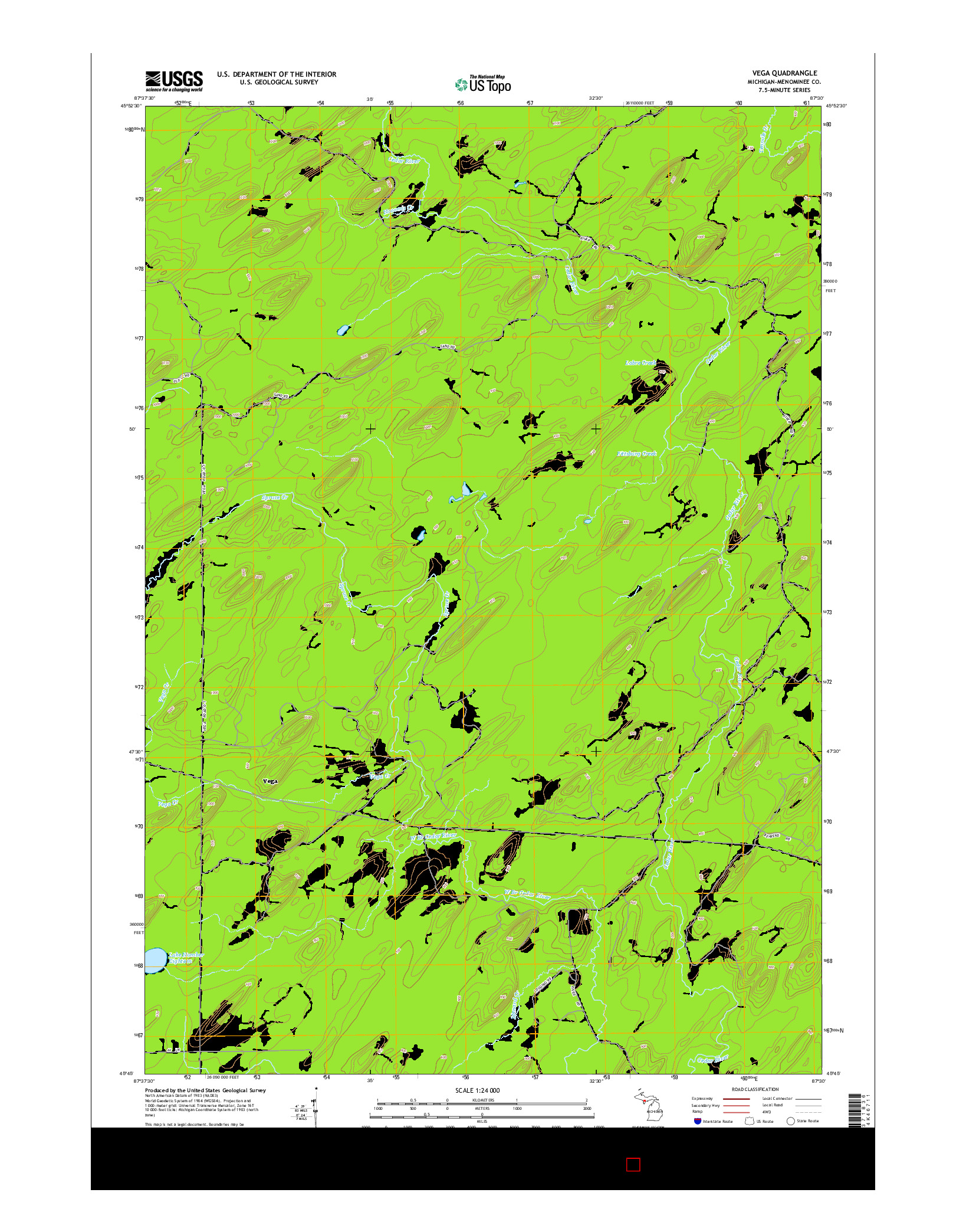 USGS US TOPO 7.5-MINUTE MAP FOR VEGA, MI 2014