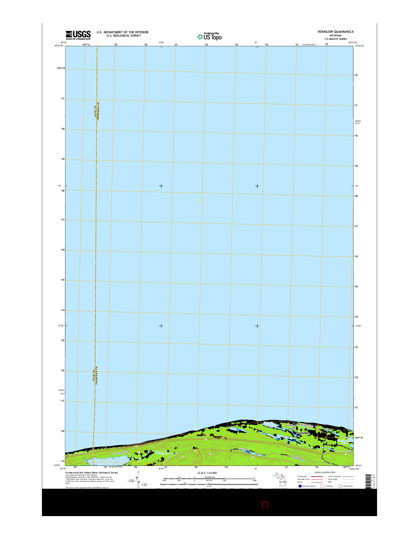 USGS US TOPO 7.5-MINUTE MAP FOR VERMILION, MI 2014