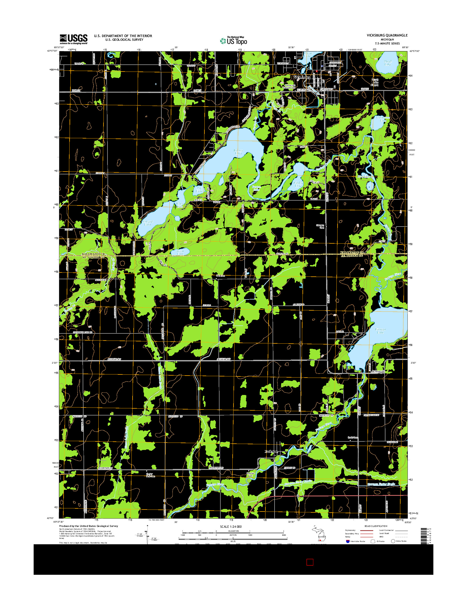 USGS US TOPO 7.5-MINUTE MAP FOR VICKSBURG, MI 2014