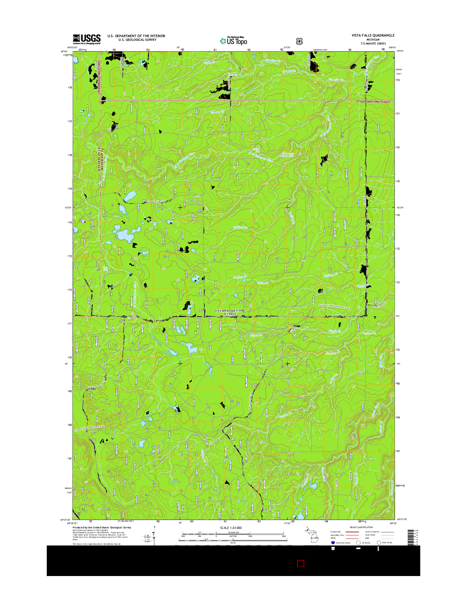 USGS US TOPO 7.5-MINUTE MAP FOR VISTA FALLS, MI 2014