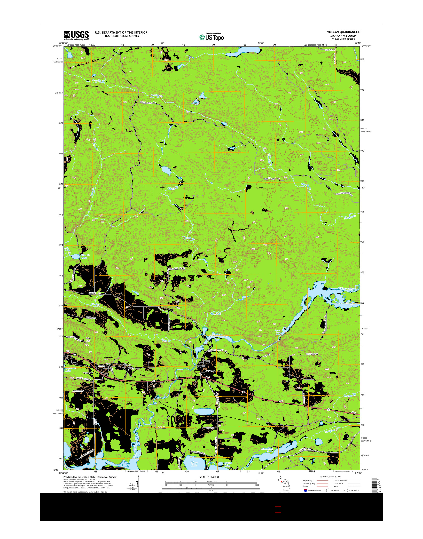 USGS US TOPO 7.5-MINUTE MAP FOR VULCAN, MI-WI 2014