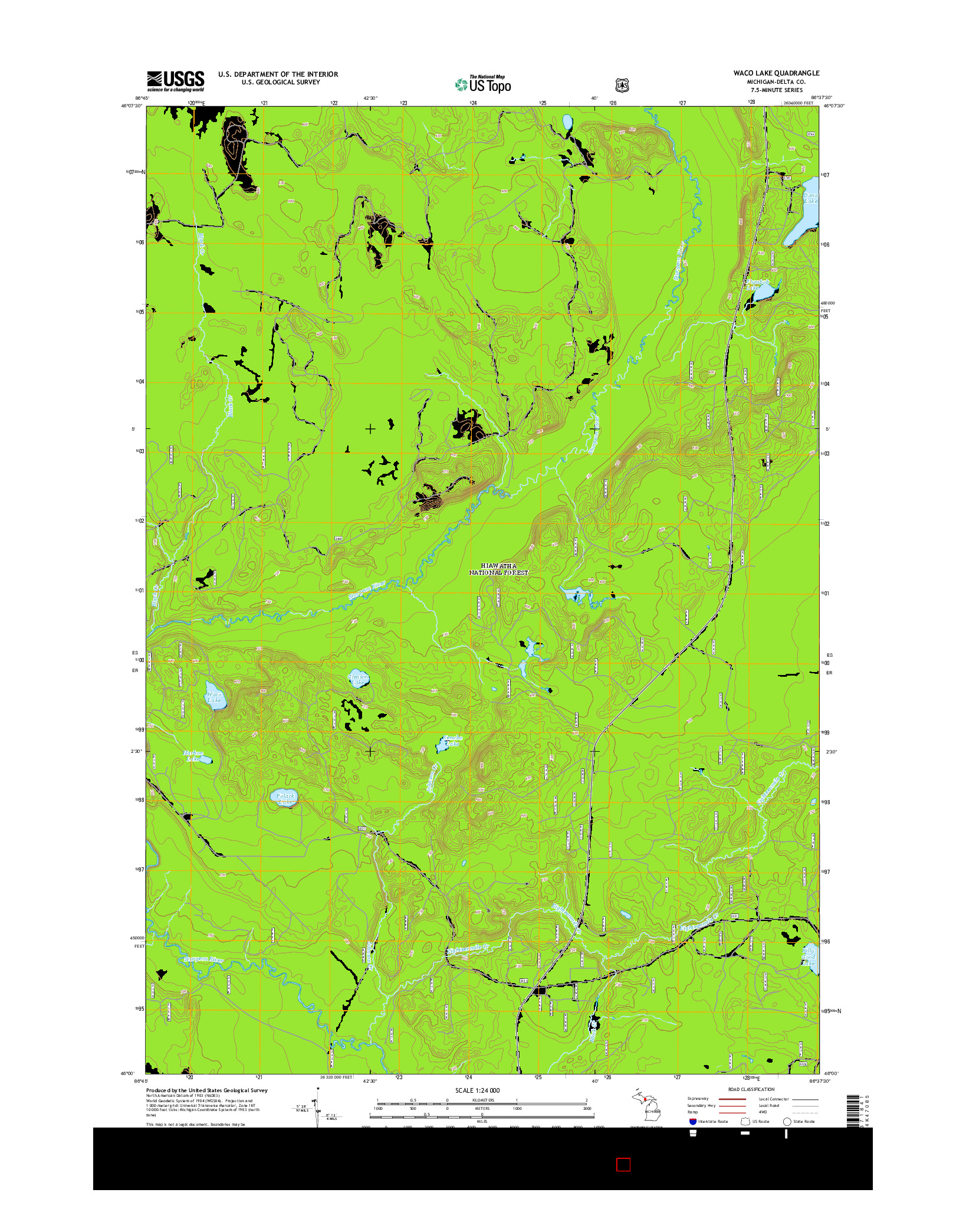USGS US TOPO 7.5-MINUTE MAP FOR WACO LAKE, MI 2014