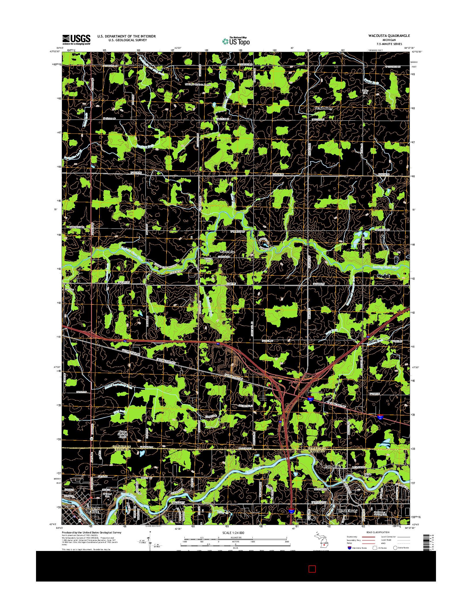 USGS US TOPO 7.5-MINUTE MAP FOR WACOUSTA, MI 2014