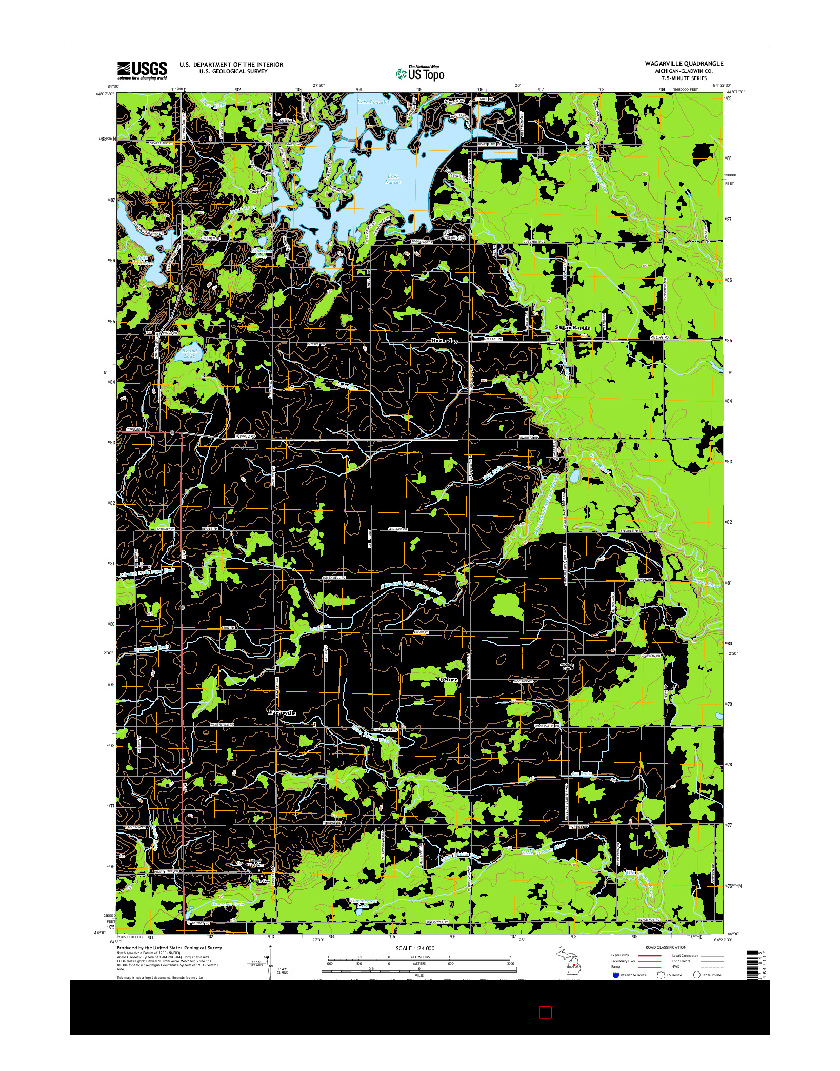 USGS US TOPO 7.5-MINUTE MAP FOR WAGARVILLE, MI 2014