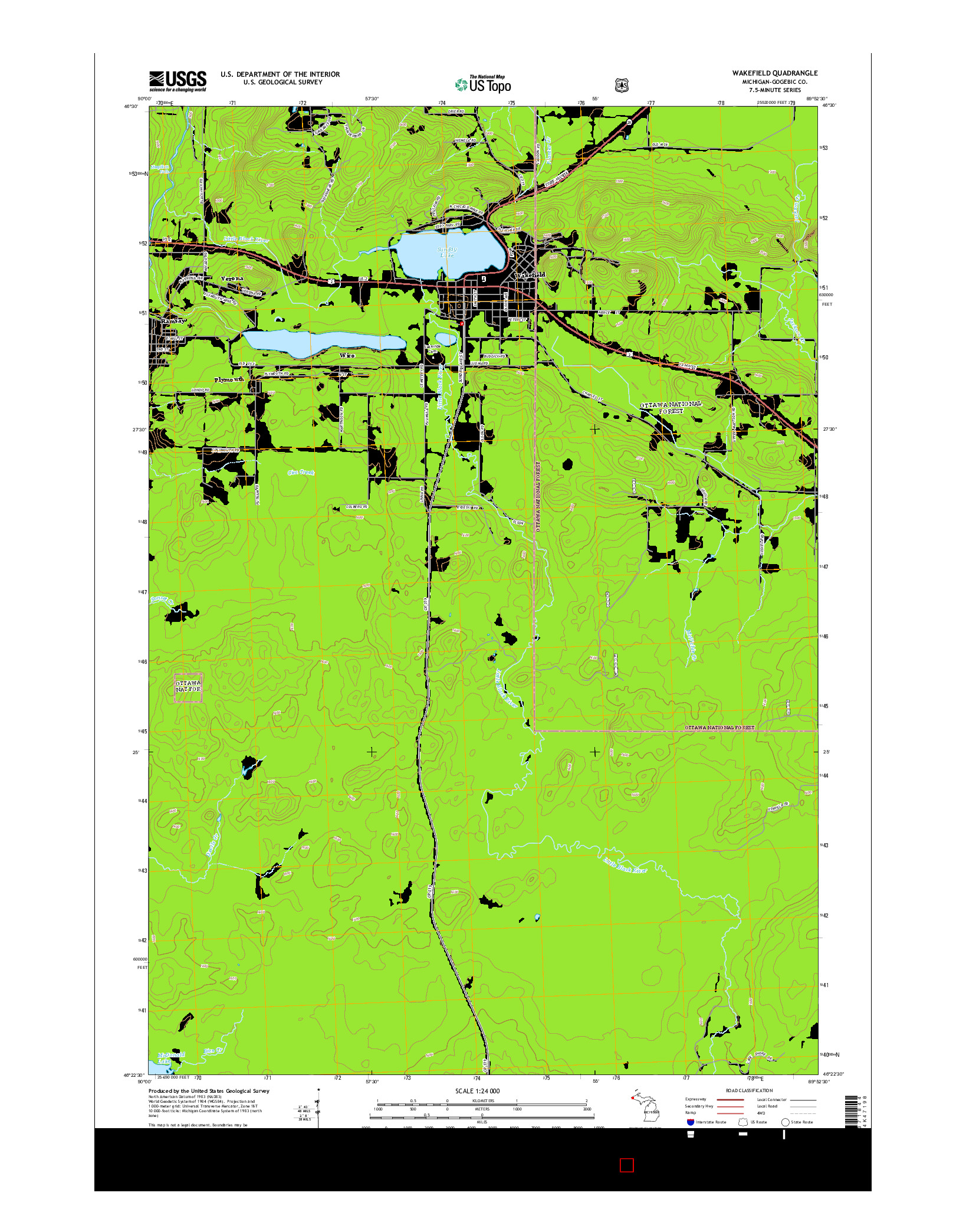 USGS US TOPO 7.5-MINUTE MAP FOR WAKEFIELD, MI 2014