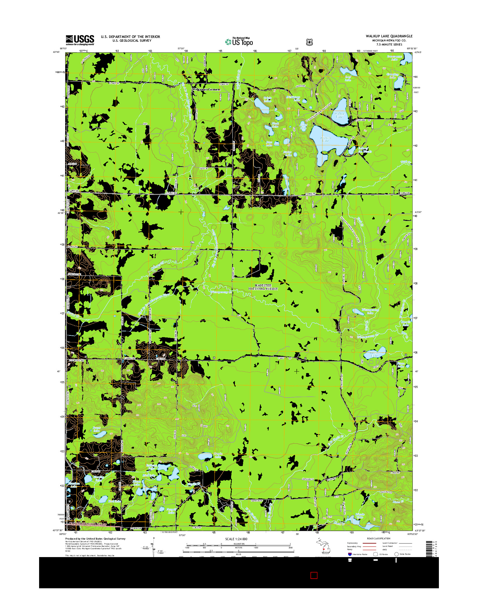 USGS US TOPO 7.5-MINUTE MAP FOR WALKUP LAKE, MI 2014