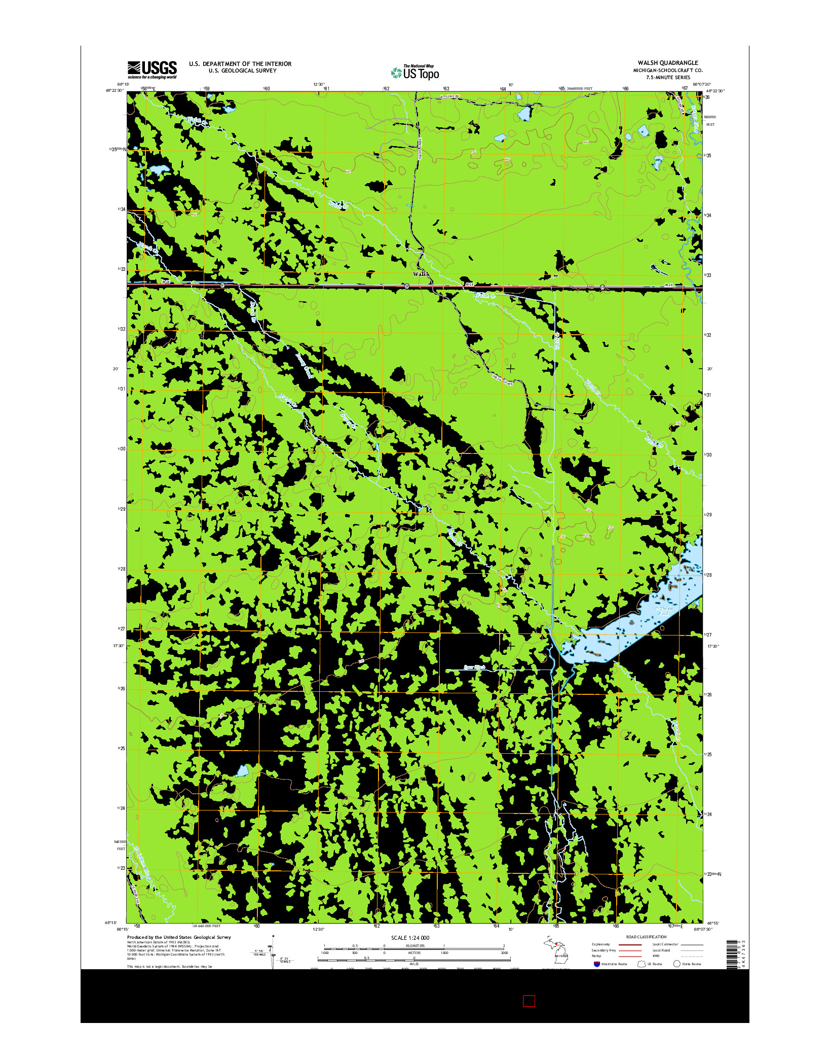 USGS US TOPO 7.5-MINUTE MAP FOR WALSH, MI 2014