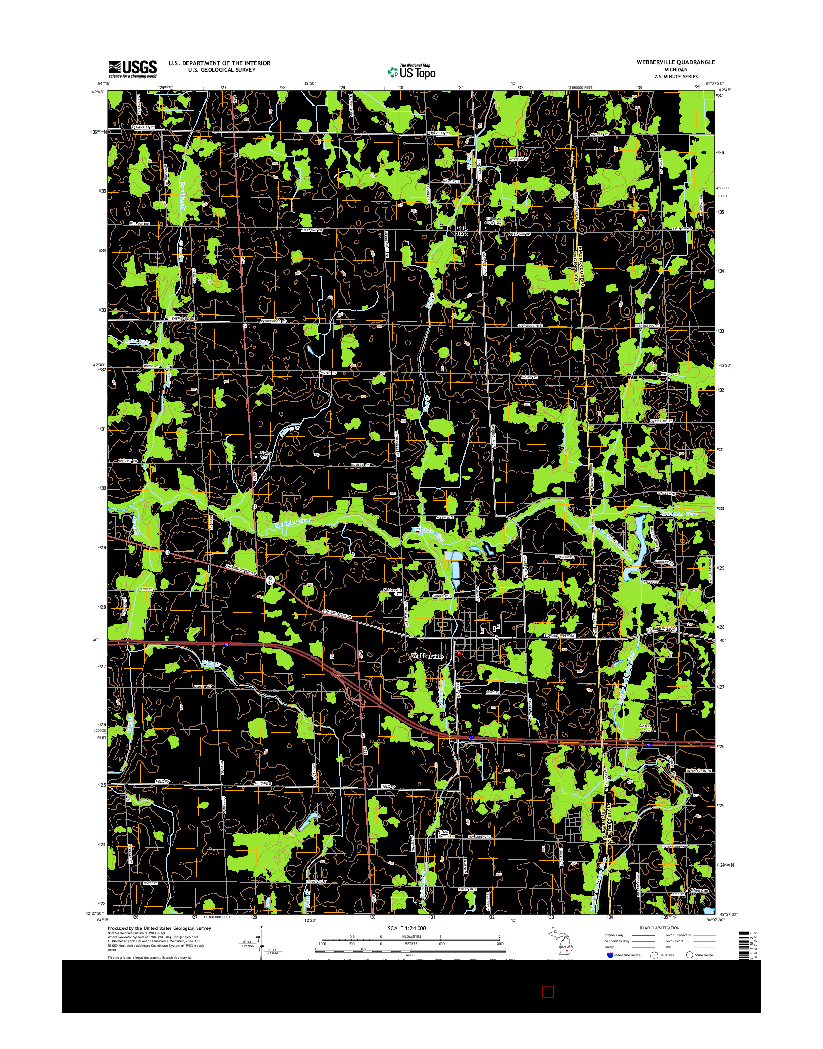 USGS US TOPO 7.5-MINUTE MAP FOR WEBBERVILLE, MI 2014