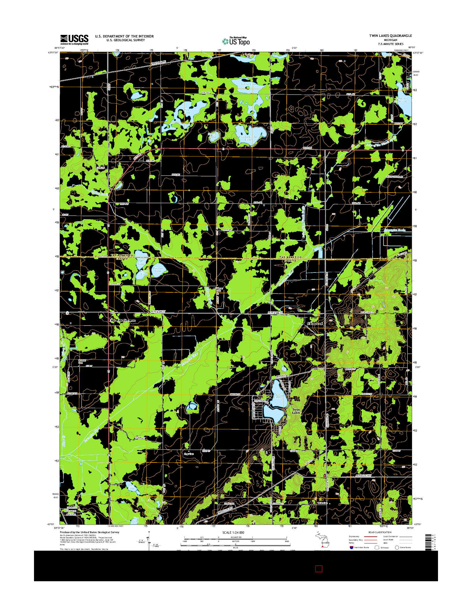 USGS US TOPO 7.5-MINUTE MAP FOR TWIN LAKES, MI 2014