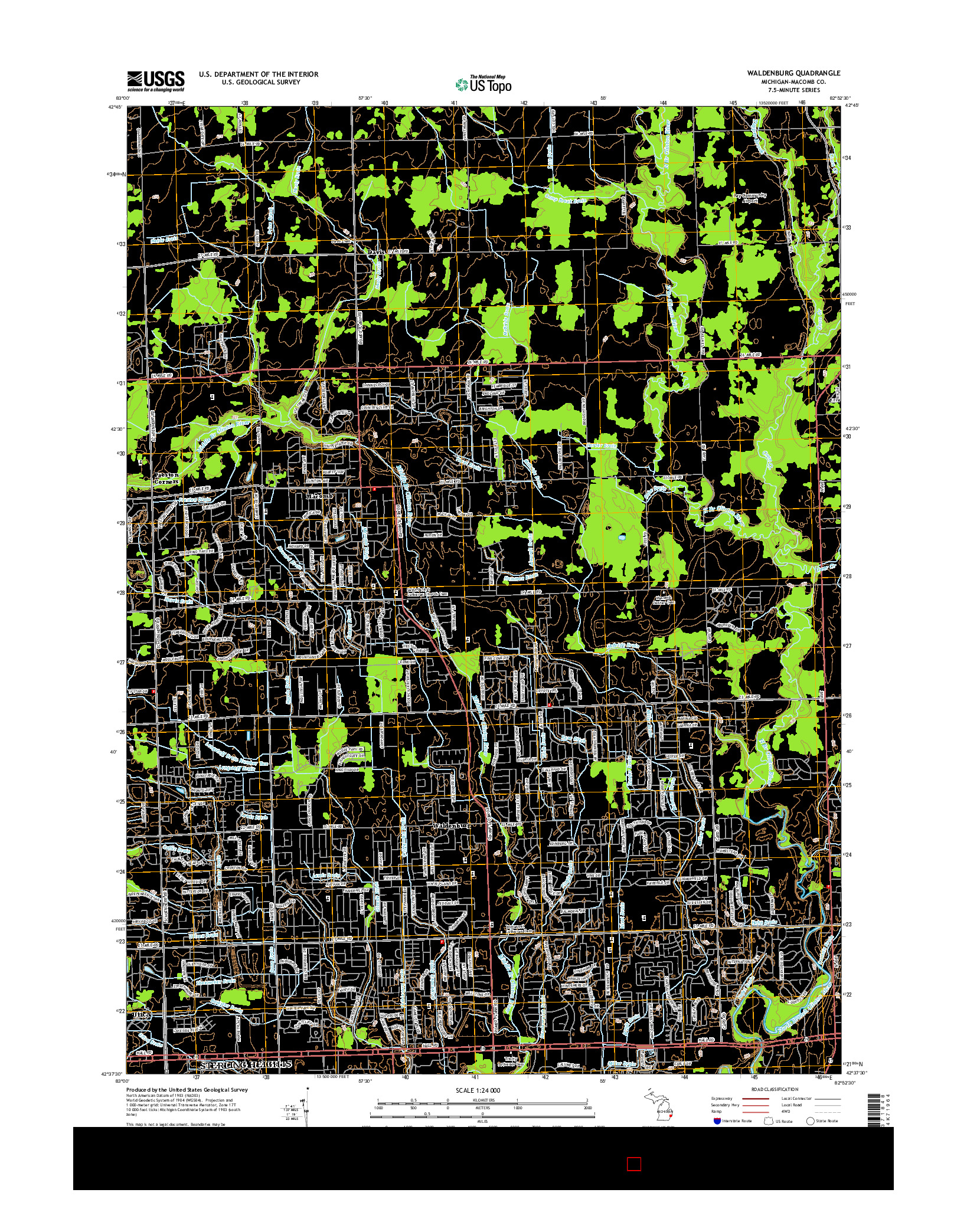 USGS US TOPO 7.5-MINUTE MAP FOR WALDENBURG, MI 2014