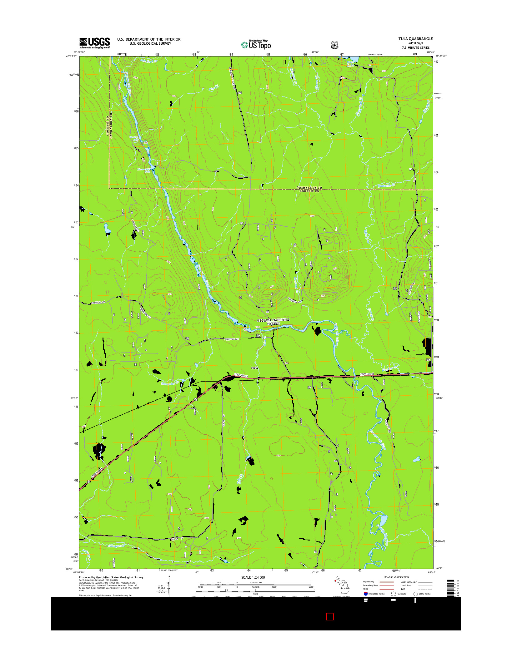 USGS US TOPO 7.5-MINUTE MAP FOR TULA, MI 2014