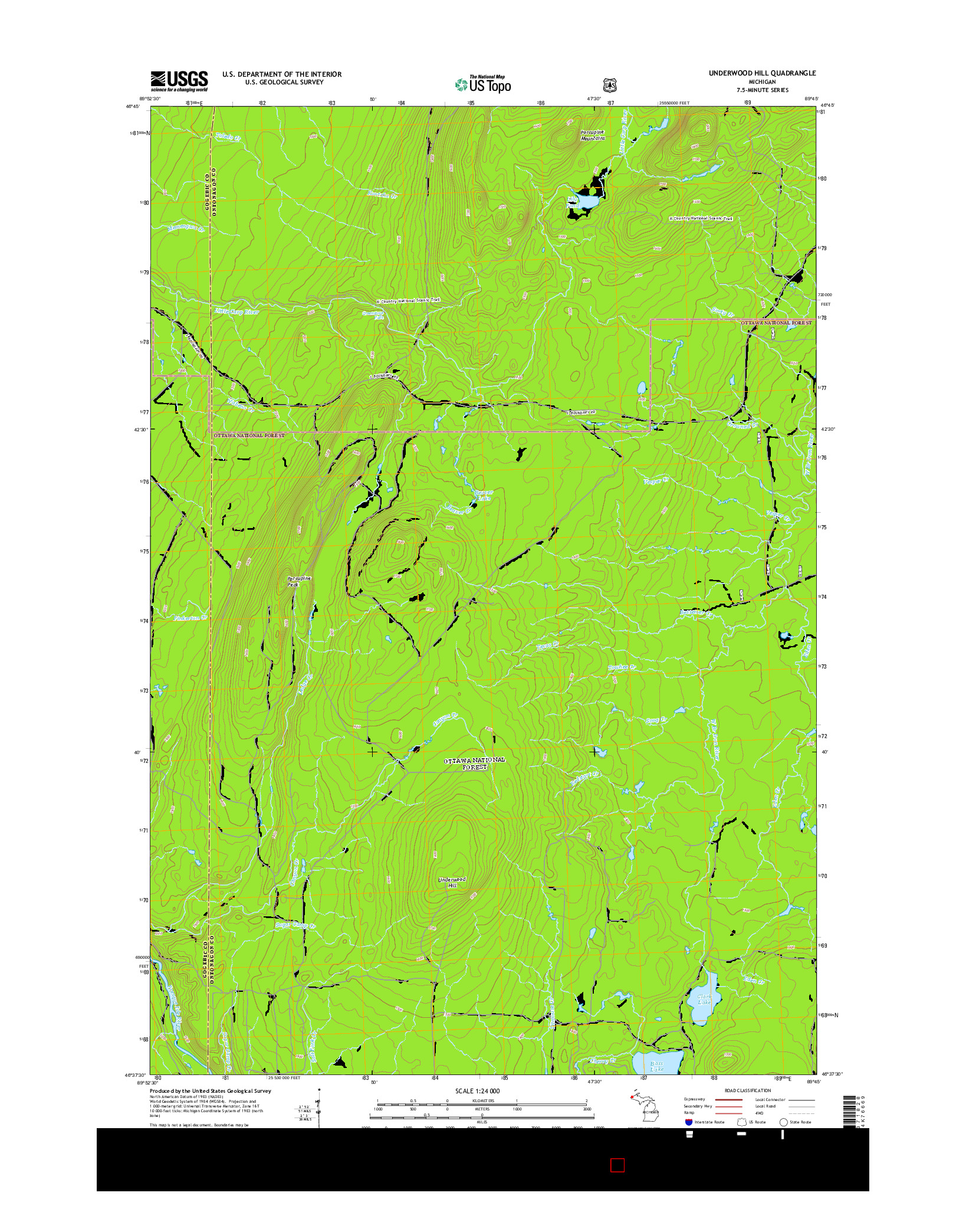 USGS US TOPO 7.5-MINUTE MAP FOR UNDERWOOD HILL, MI 2014
