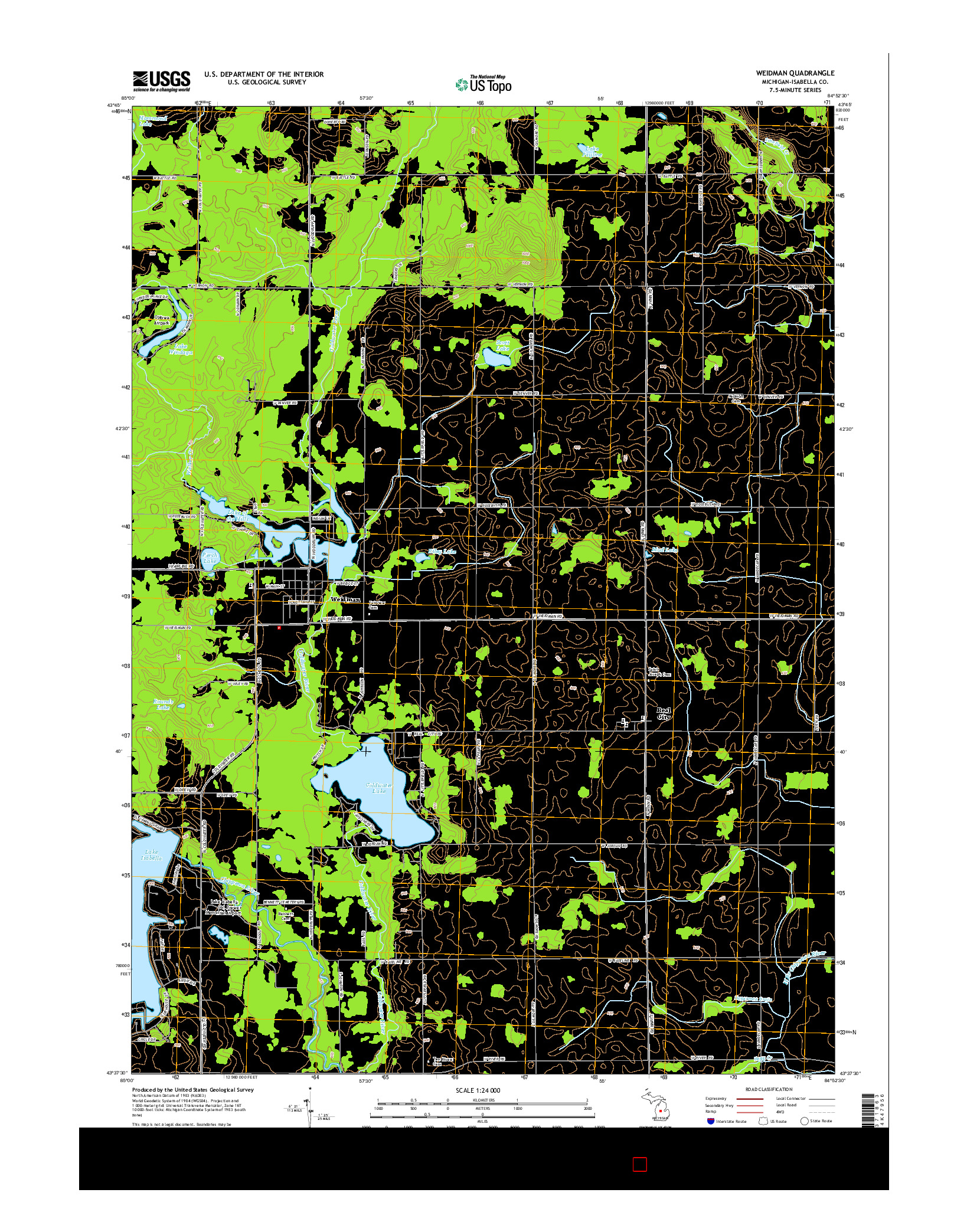 USGS US TOPO 7.5-MINUTE MAP FOR WEIDMAN, MI 2014
