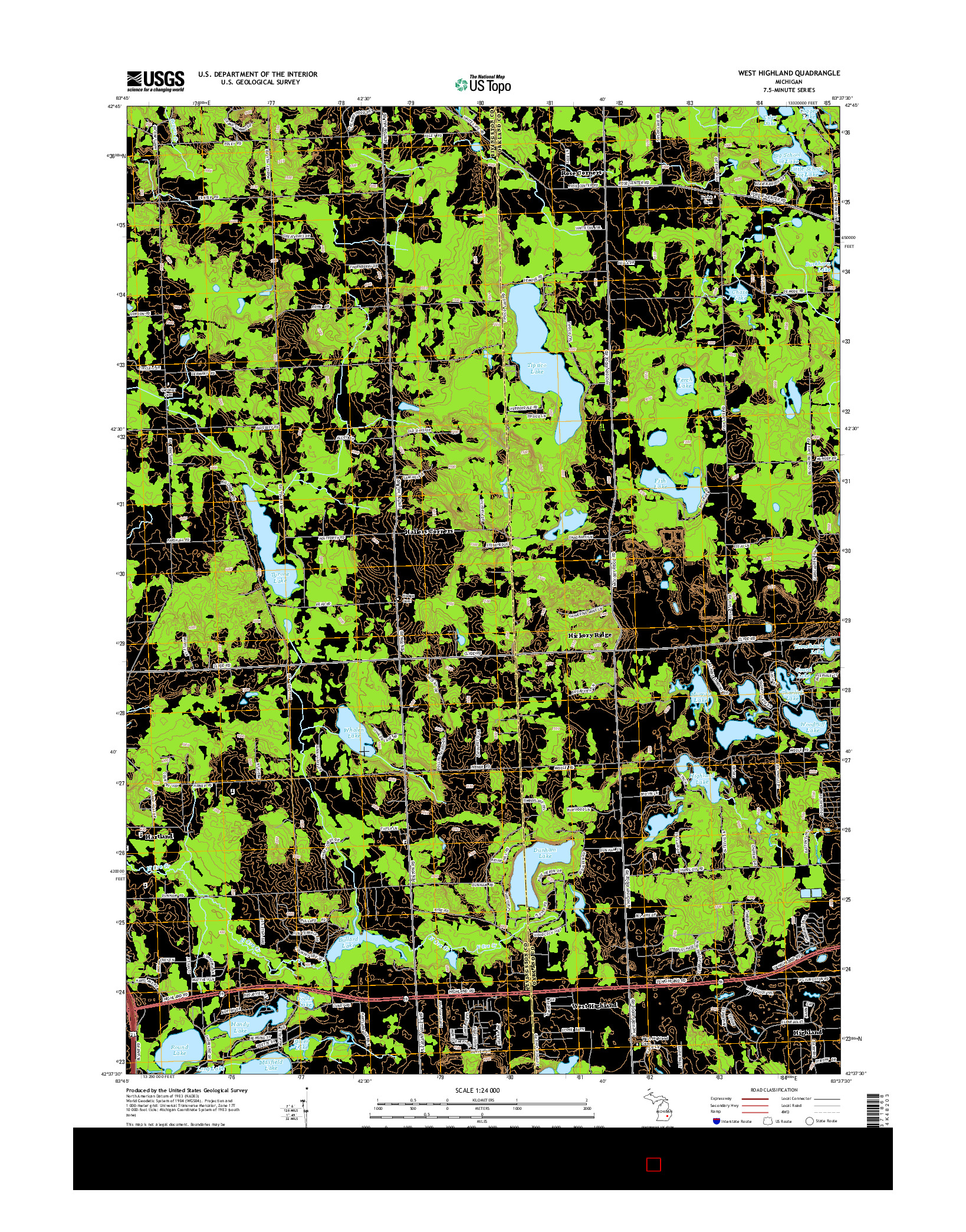 USGS US TOPO 7.5-MINUTE MAP FOR WEST HIGHLAND, MI 2014