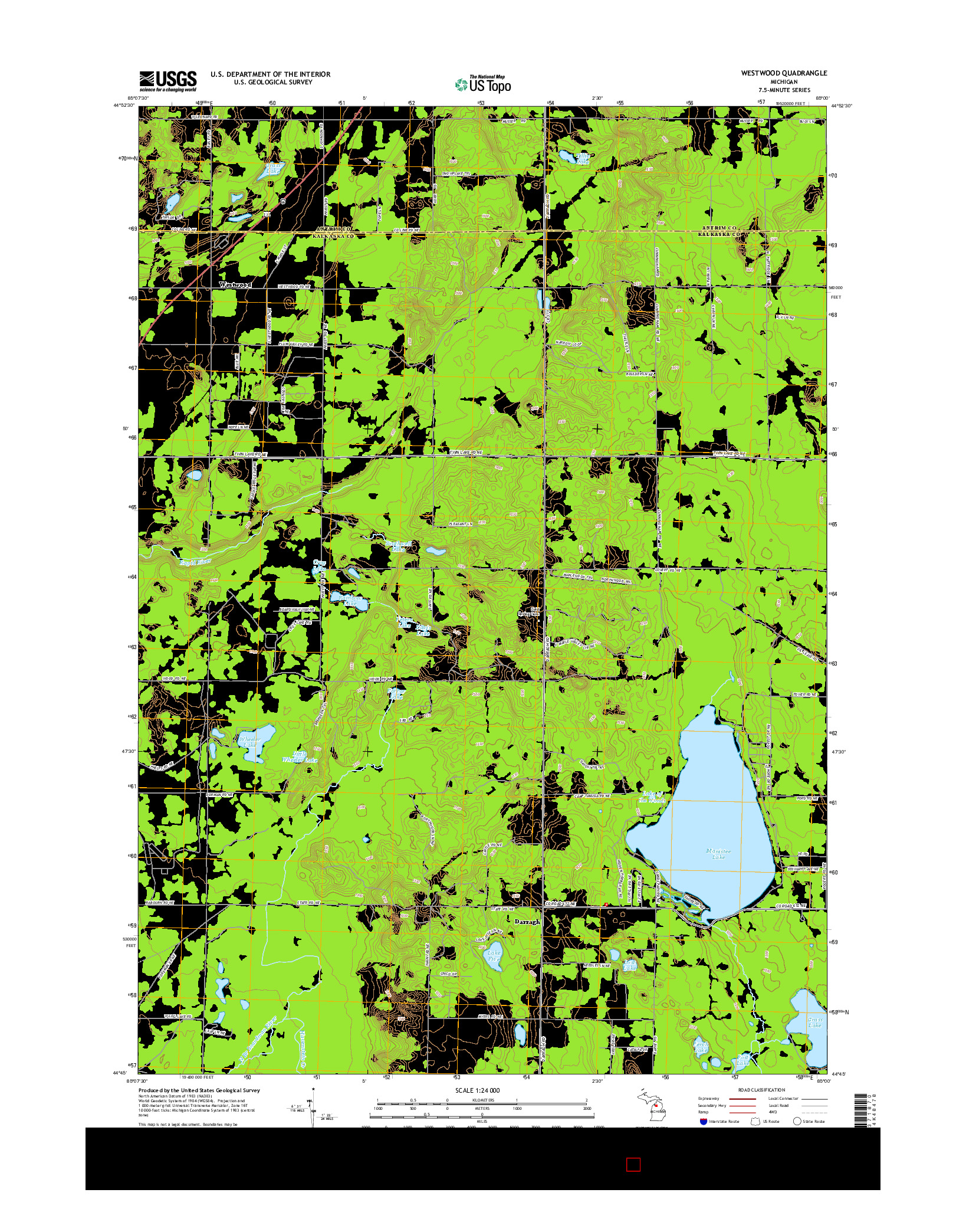 USGS US TOPO 7.5-MINUTE MAP FOR WESTWOOD, MI 2014