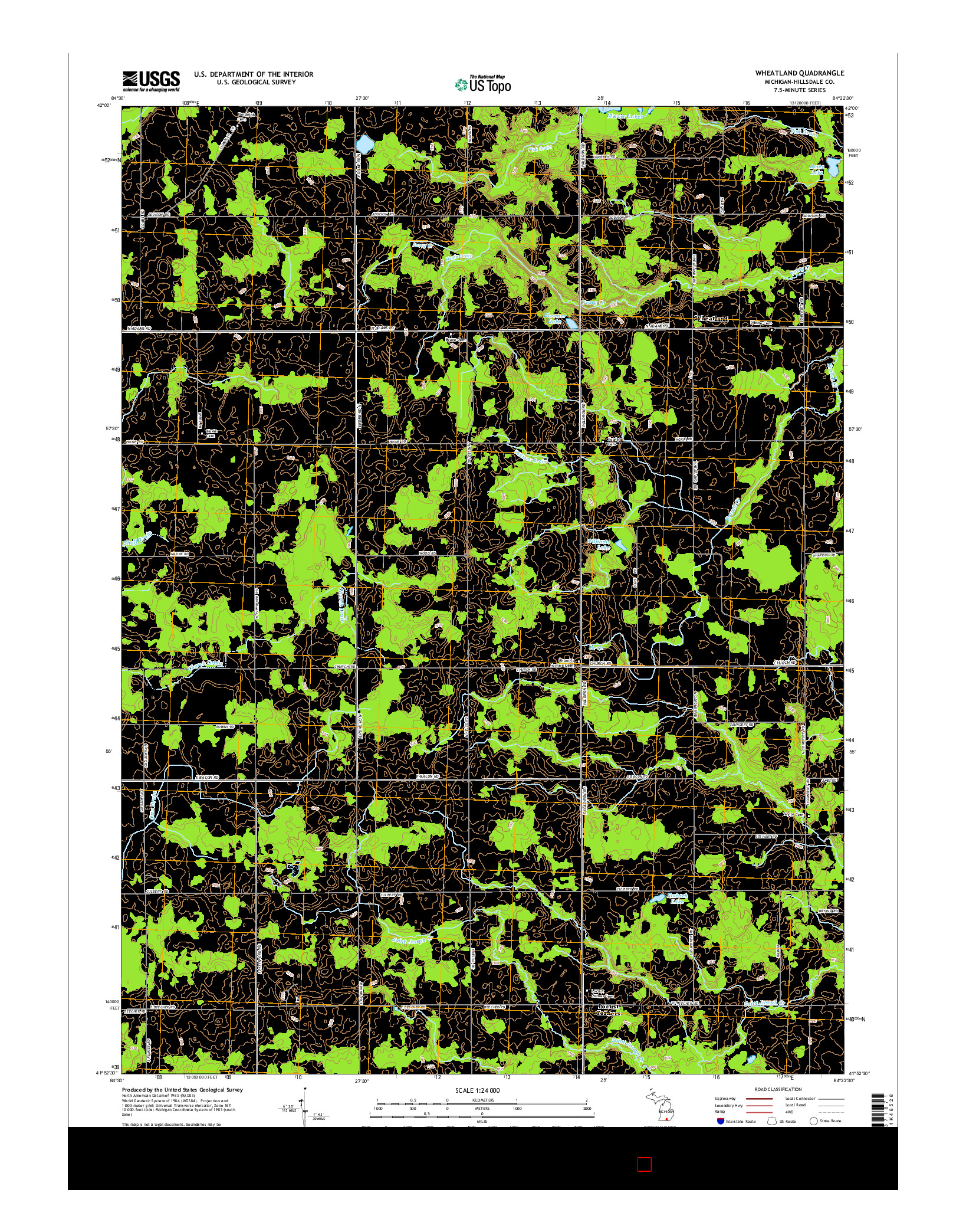 USGS US TOPO 7.5-MINUTE MAP FOR WHEATLAND, MI 2014