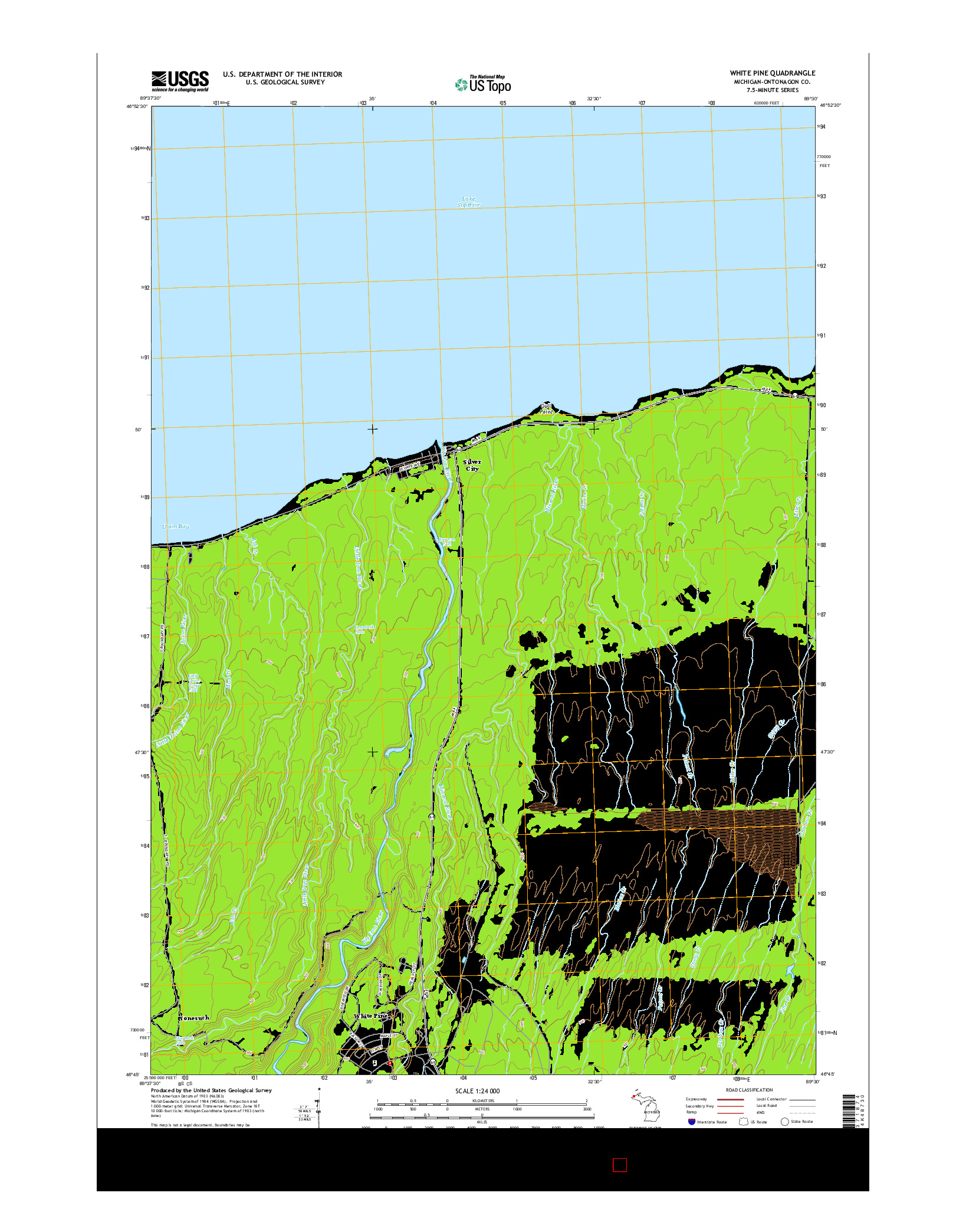 USGS US TOPO 7.5-MINUTE MAP FOR WHITE PINE, MI 2014