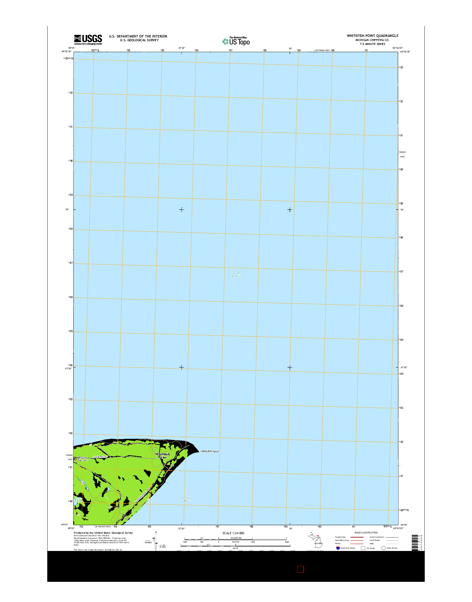 USGS US TOPO 7.5-MINUTE MAP FOR WHITEFISH POINT, MI 2014