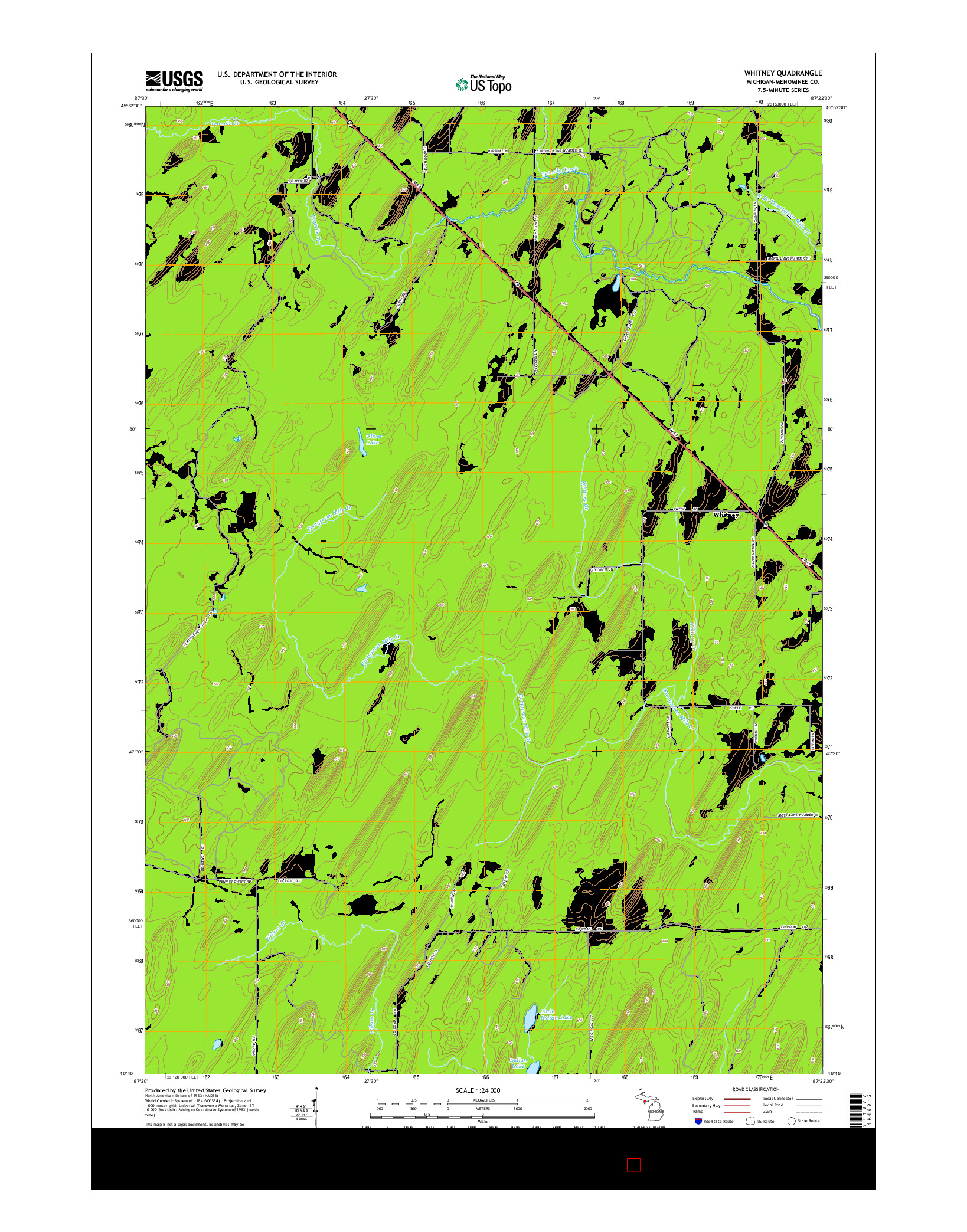 USGS US TOPO 7.5-MINUTE MAP FOR WHITNEY, MI 2014