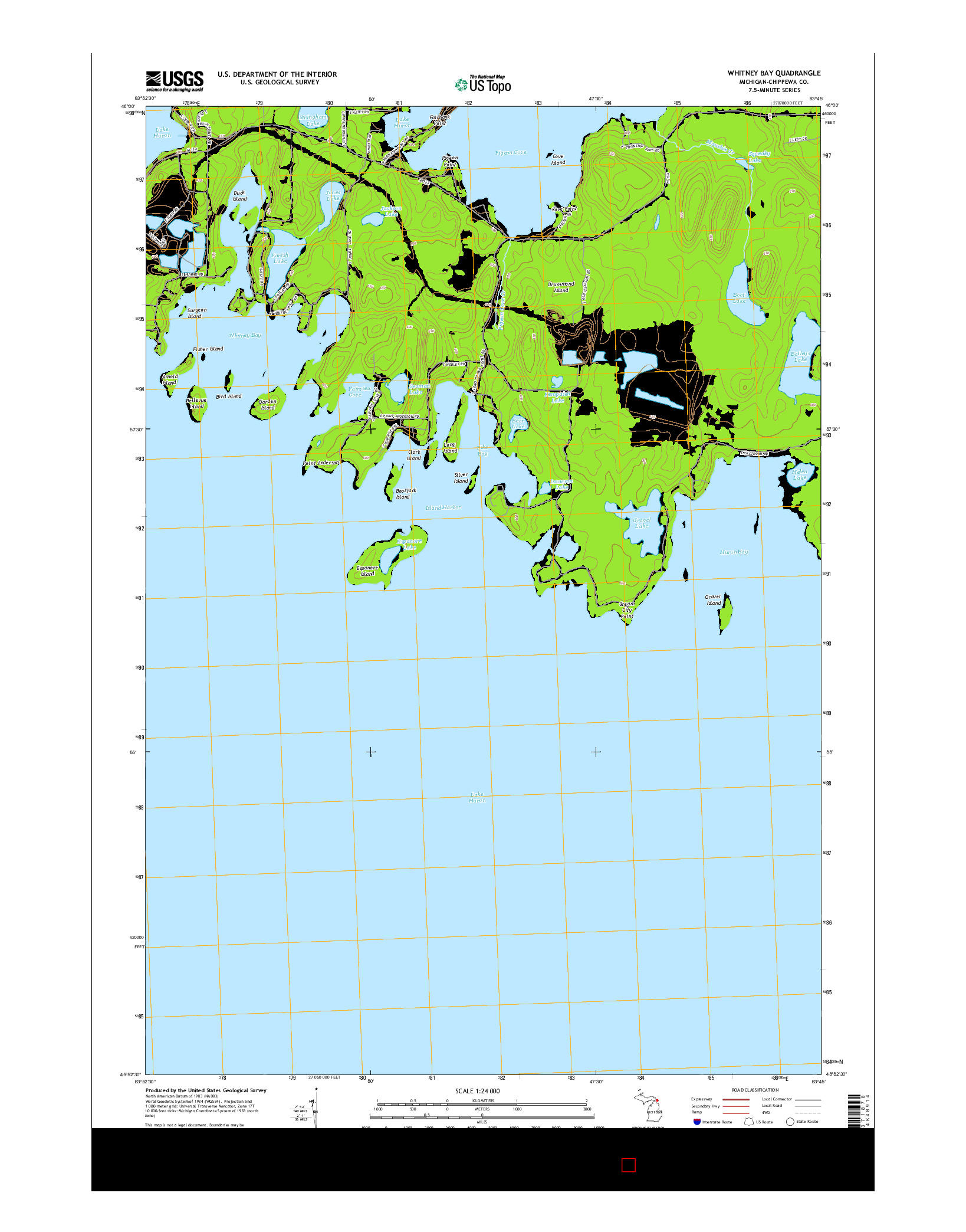 USGS US TOPO 7.5-MINUTE MAP FOR WHITNEY BAY, MI 2014