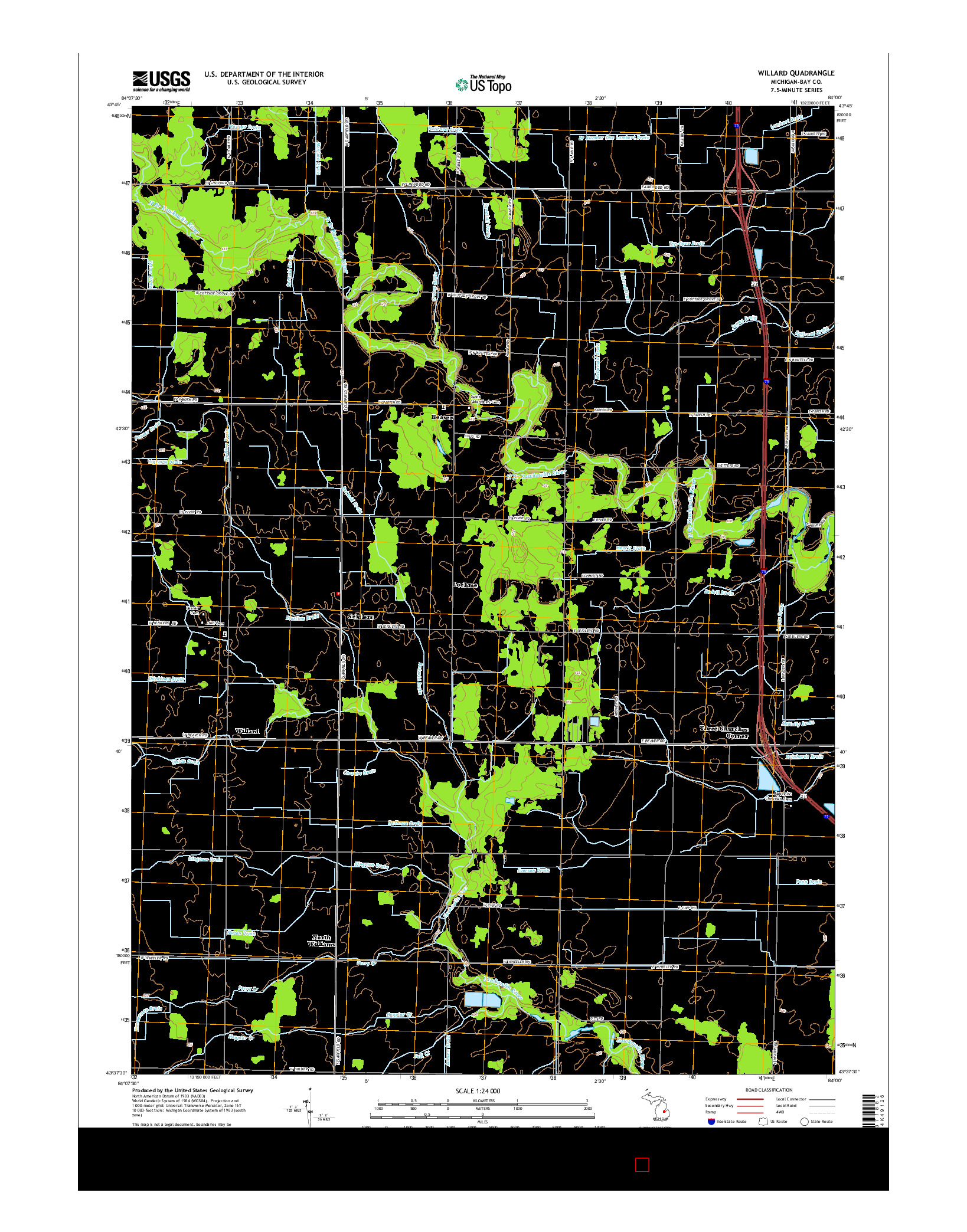 USGS US TOPO 7.5-MINUTE MAP FOR WILLARD, MI 2014