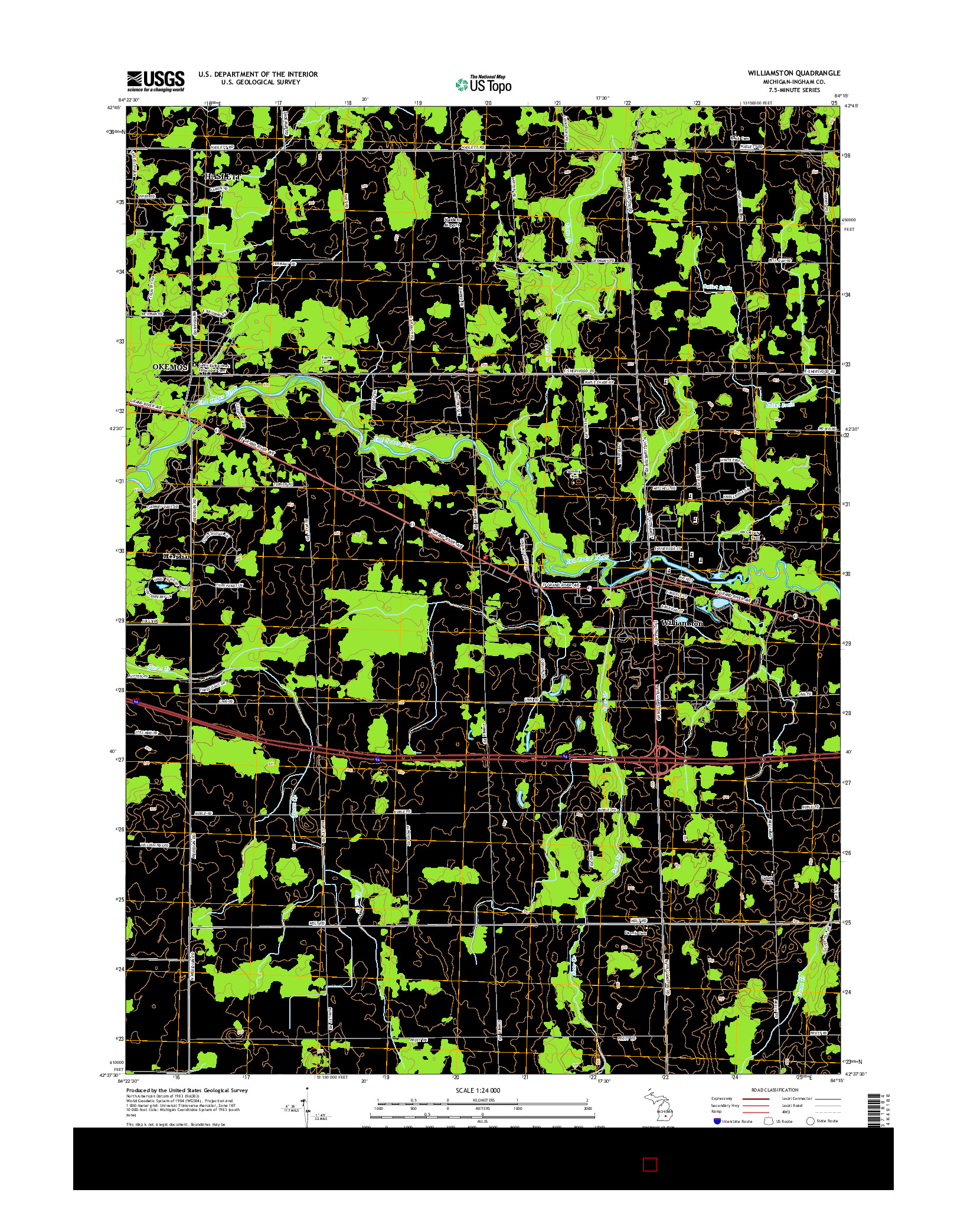 USGS US TOPO 7.5-MINUTE MAP FOR WILLIAMSTON, MI 2014