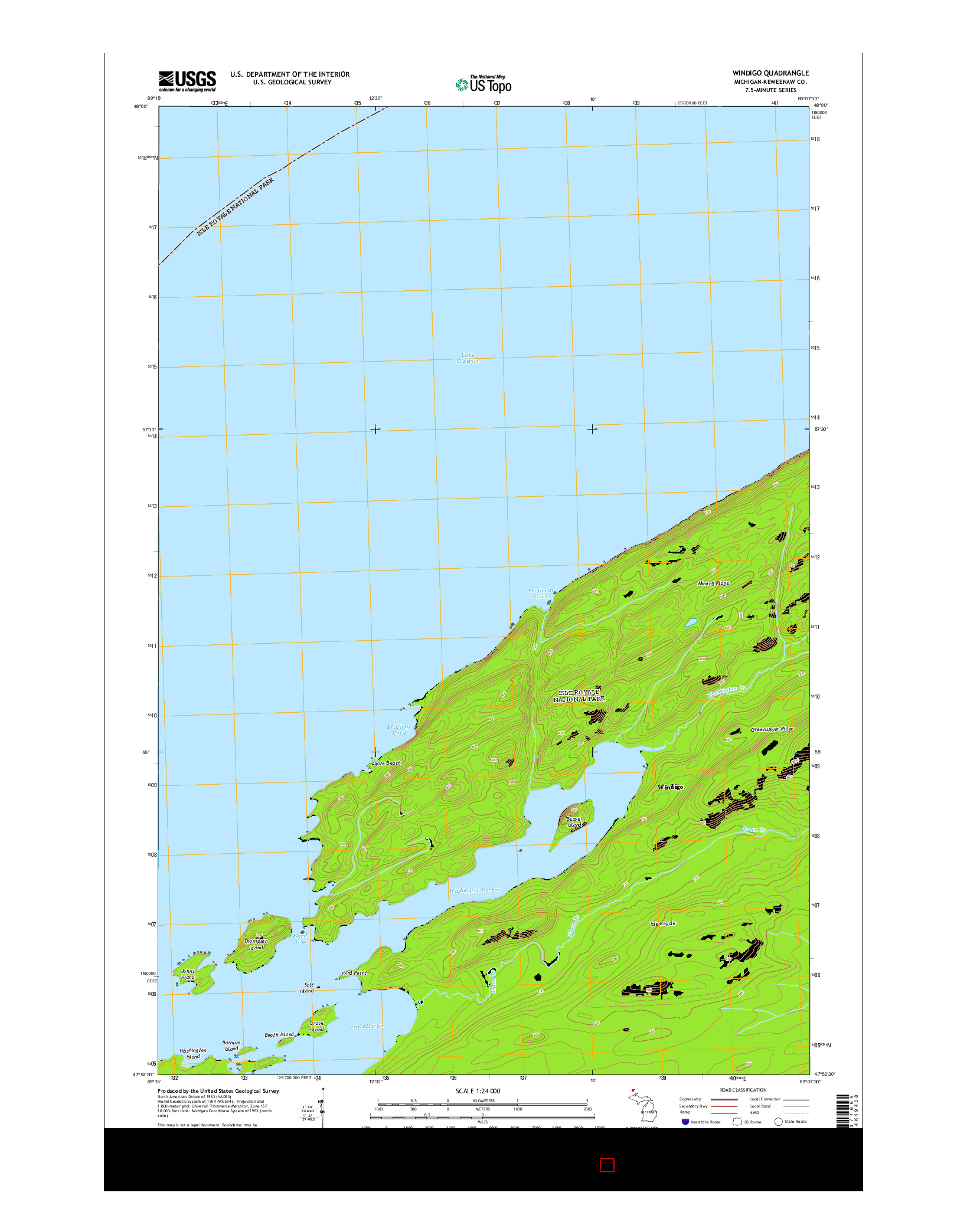 USGS US TOPO 7.5-MINUTE MAP FOR WINDIGO, MI 2014