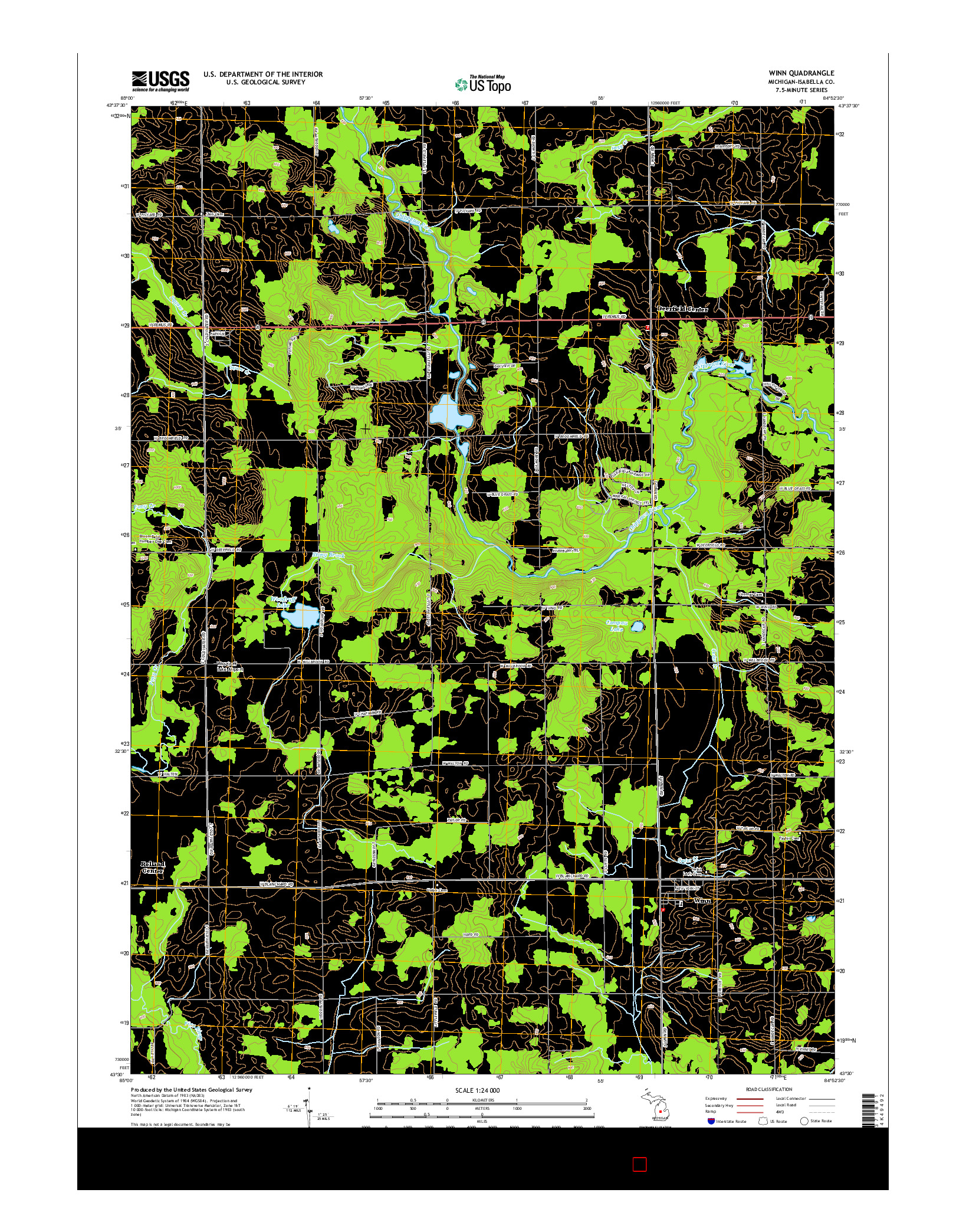 USGS US TOPO 7.5-MINUTE MAP FOR WINN, MI 2014