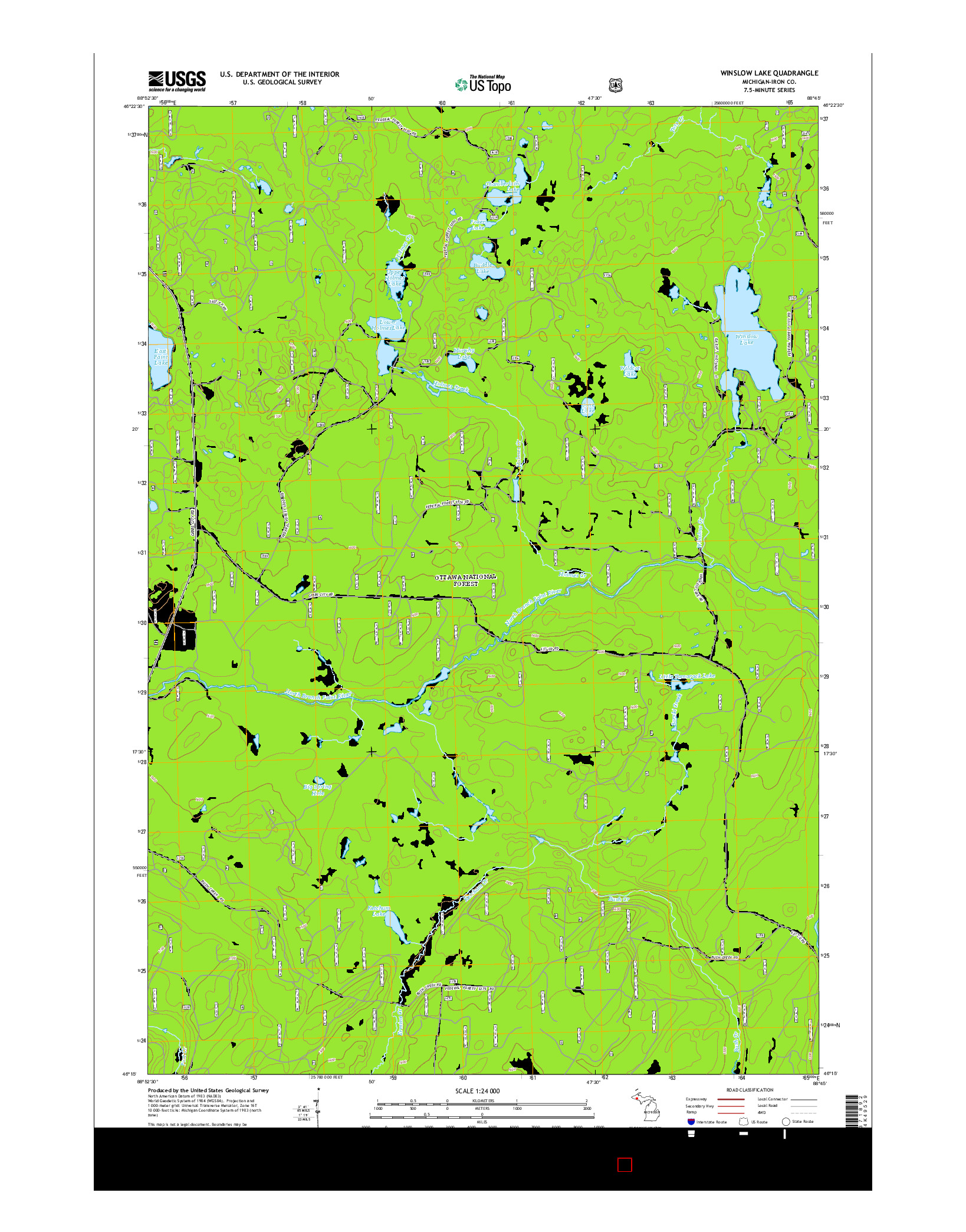 USGS US TOPO 7.5-MINUTE MAP FOR WINSLOW LAKE, MI 2014
