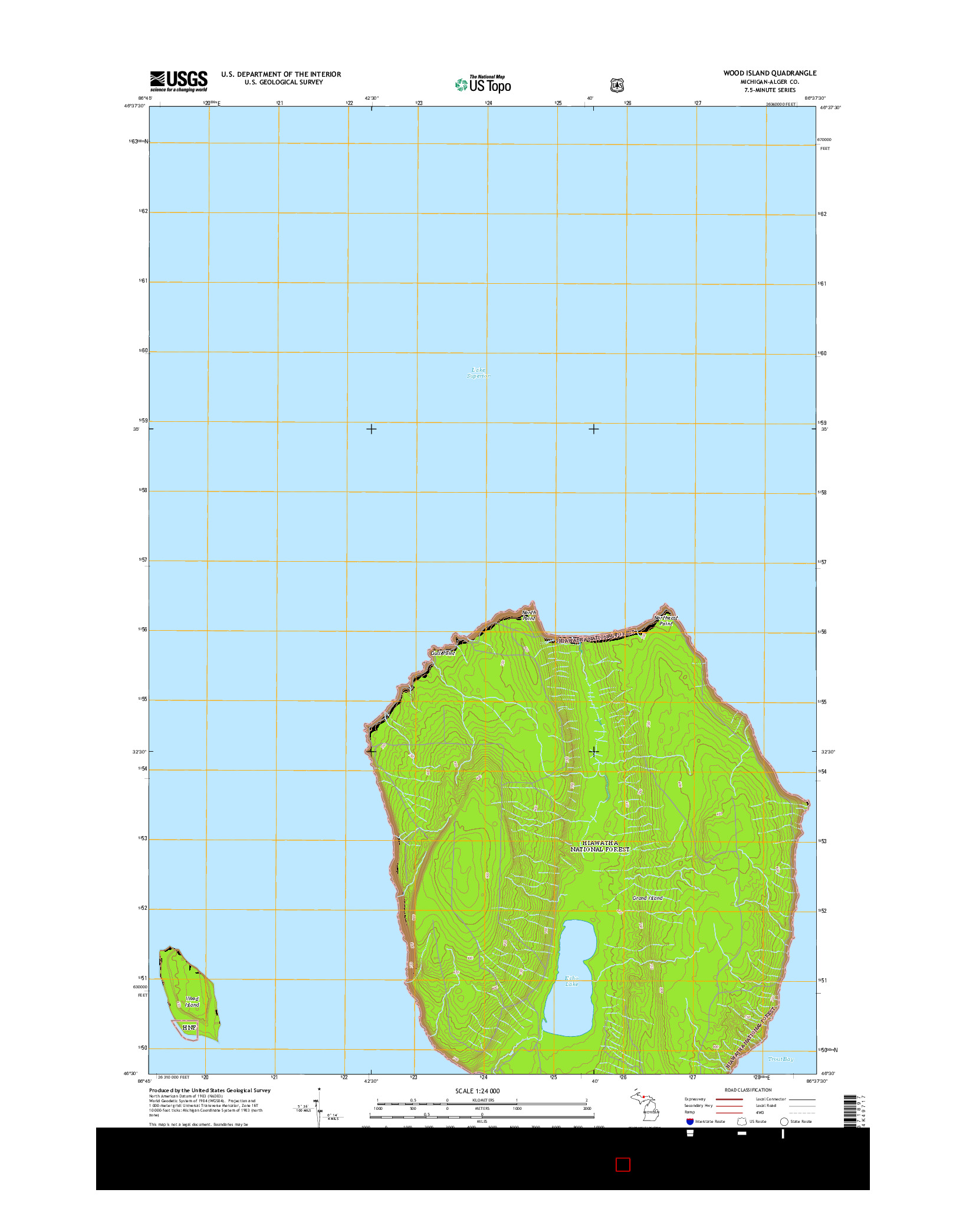 USGS US TOPO 7.5-MINUTE MAP FOR WOOD ISLAND, MI 2014