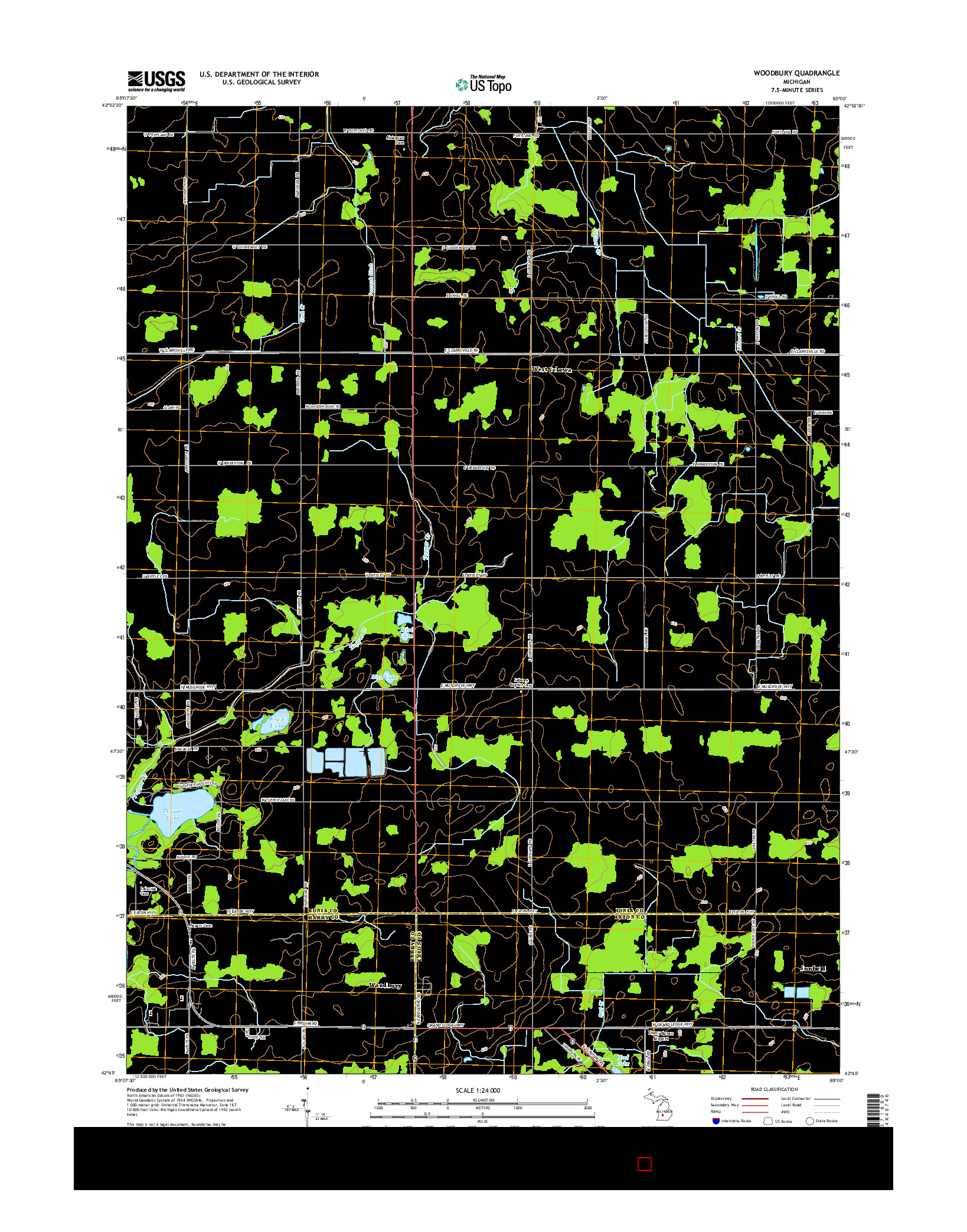 USGS US TOPO 7.5-MINUTE MAP FOR WOODBURY, MI 2014