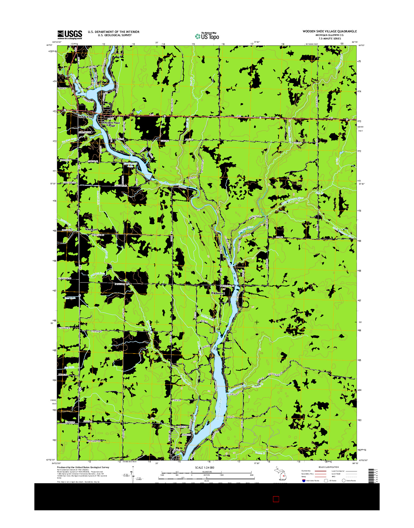 USGS US TOPO 7.5-MINUTE MAP FOR WOODEN SHOE VILLAGE, MI 2014