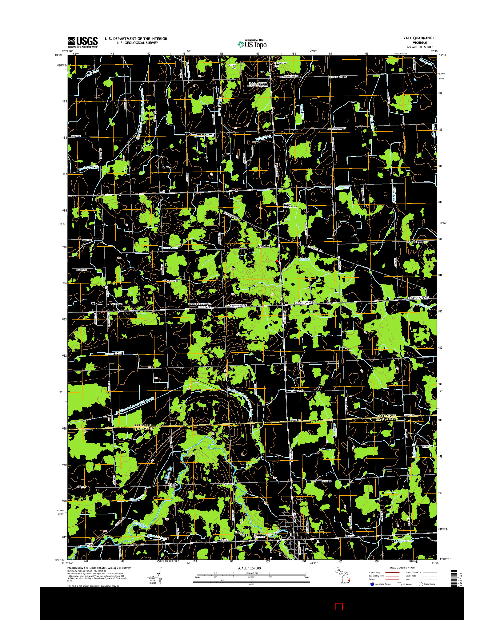 USGS US TOPO 7.5-MINUTE MAP FOR YALE, MI 2014