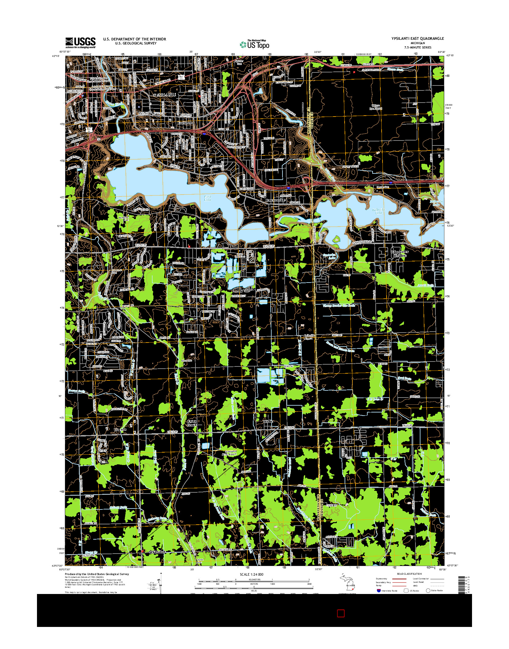 USGS US TOPO 7.5-MINUTE MAP FOR YPSILANTI EAST, MI 2014