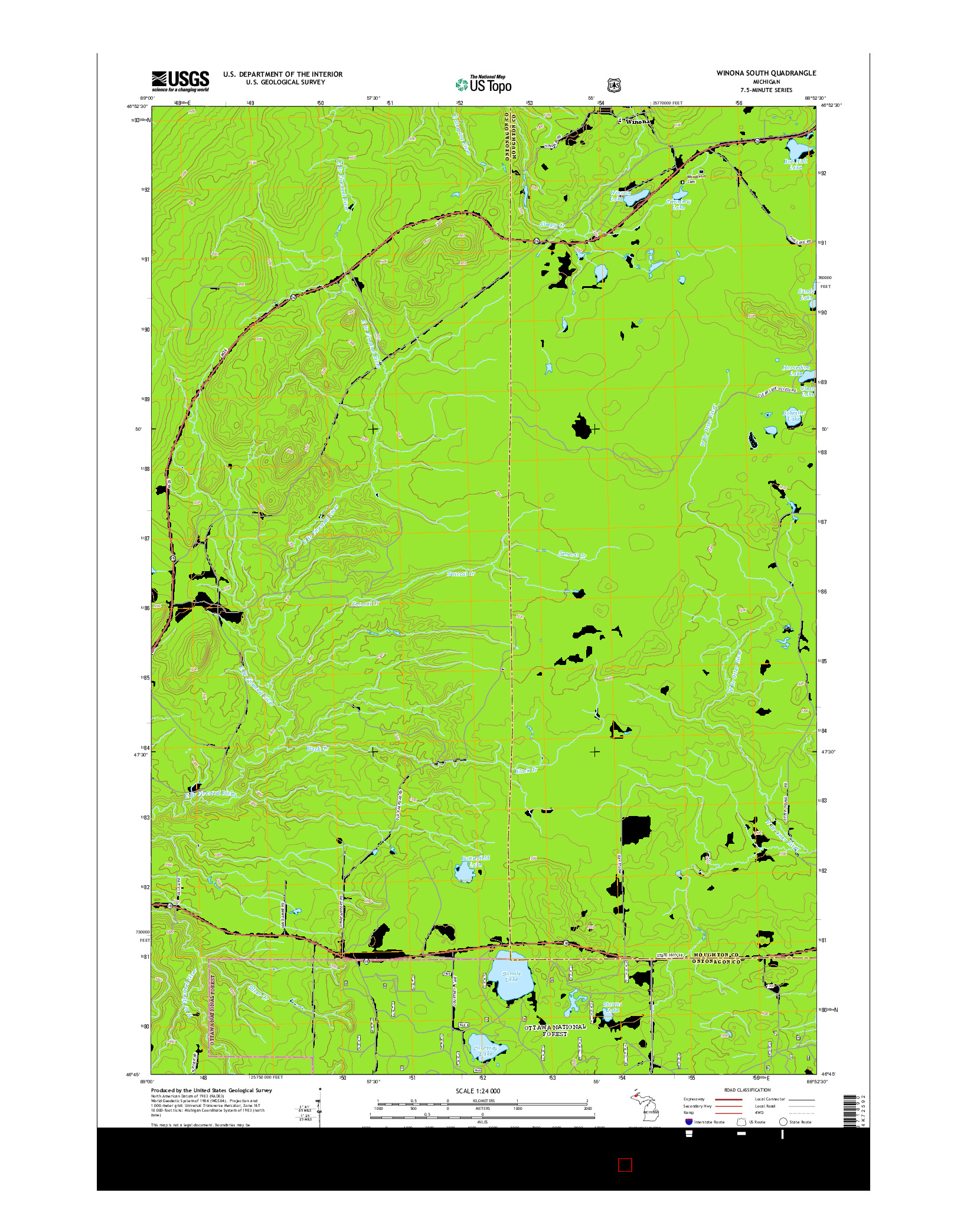 USGS US TOPO 7.5-MINUTE MAP FOR WINONA SOUTH, MI 2014