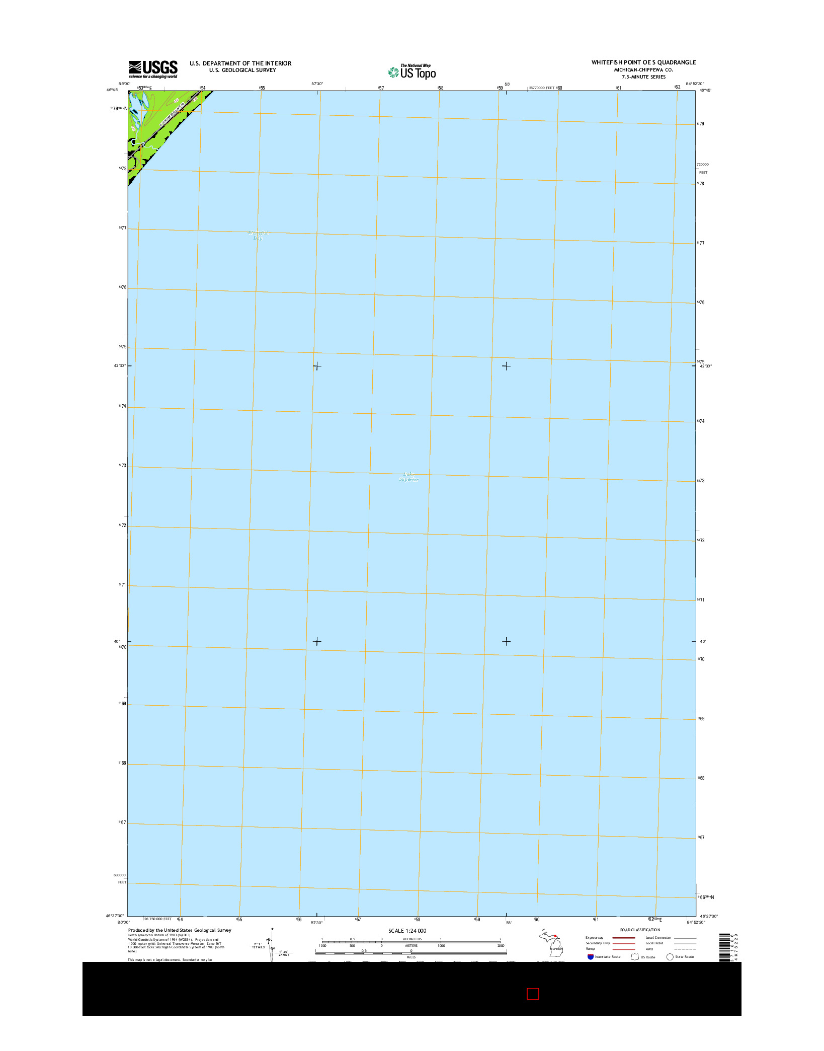 USGS US TOPO 7.5-MINUTE MAP FOR WHITEFISH POINT OE S, MI 2014
