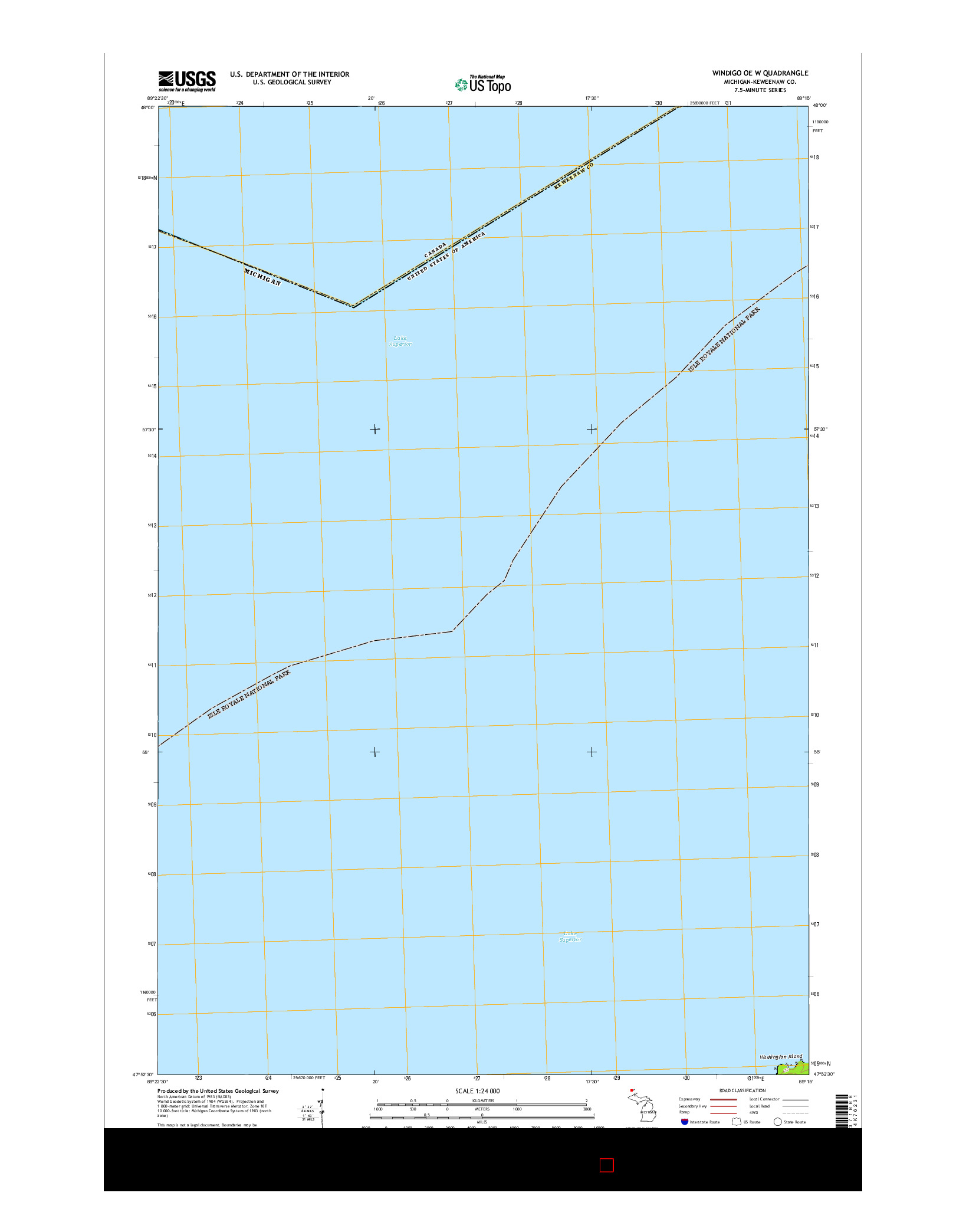 USGS US TOPO 7.5-MINUTE MAP FOR WINDIGO OE W, MI 2014