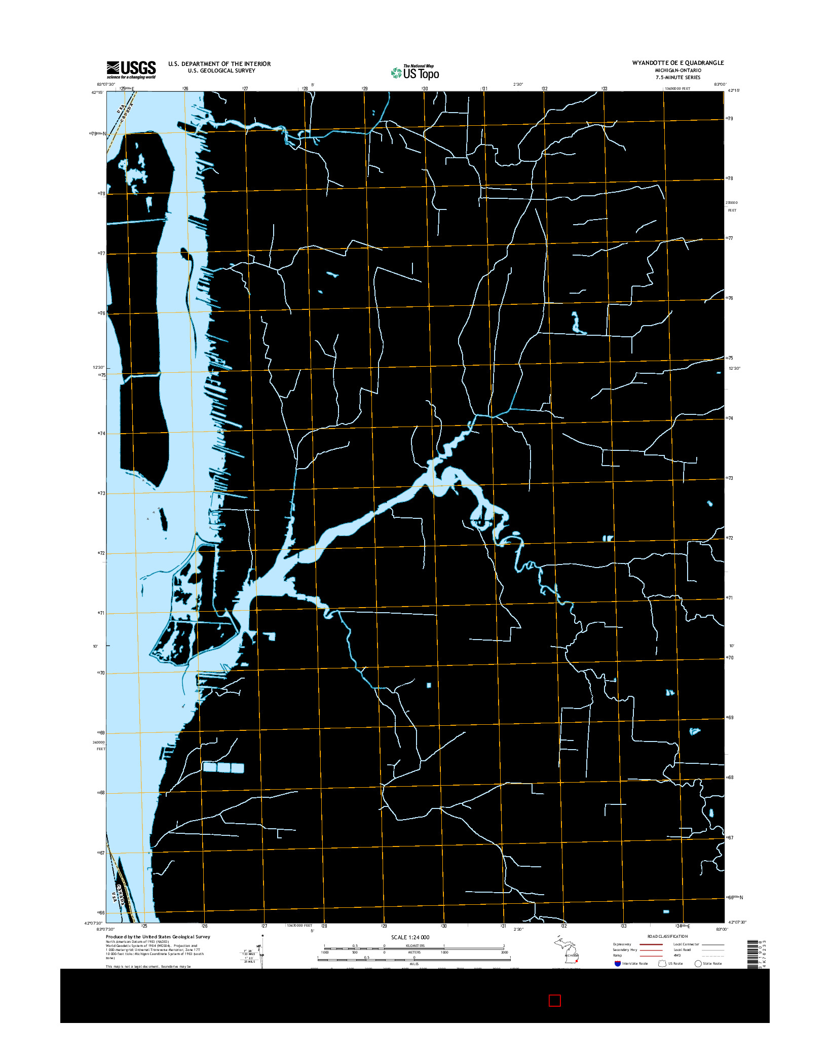 USGS US TOPO 7.5-MINUTE MAP FOR WYANDOTTE OE E, MI-ON 2014