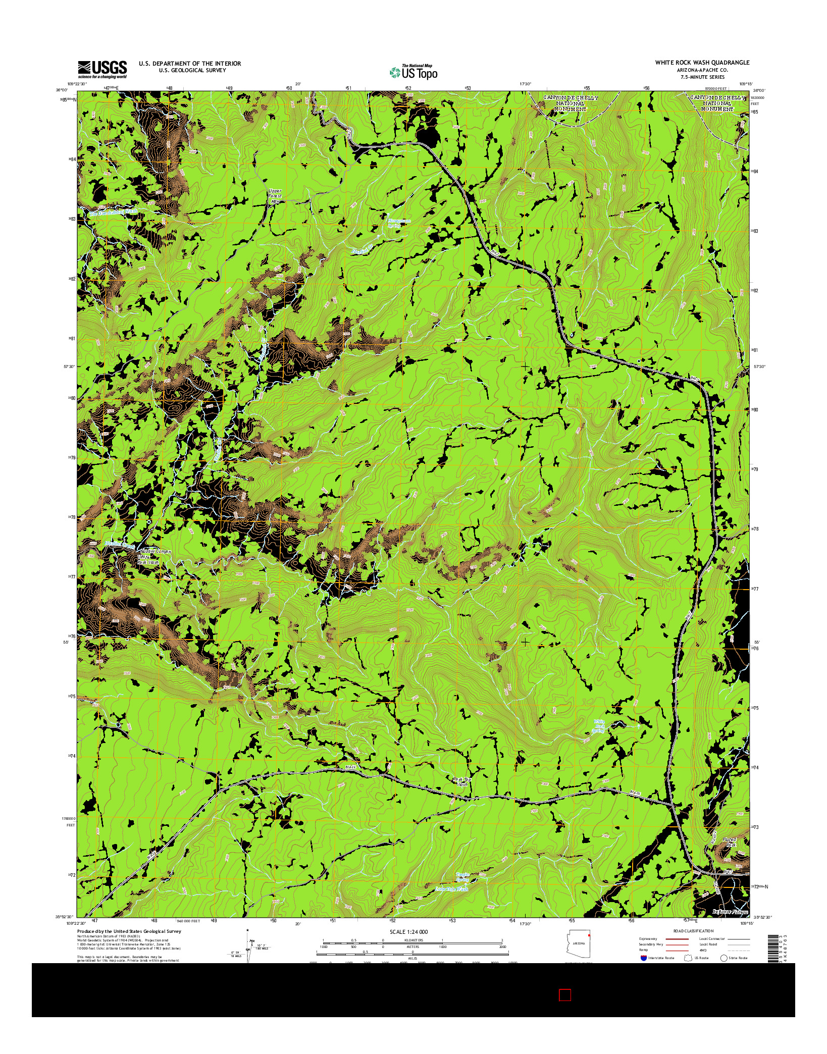 USGS US TOPO 7.5-MINUTE MAP FOR WHITE ROCK WASH, AZ 2014