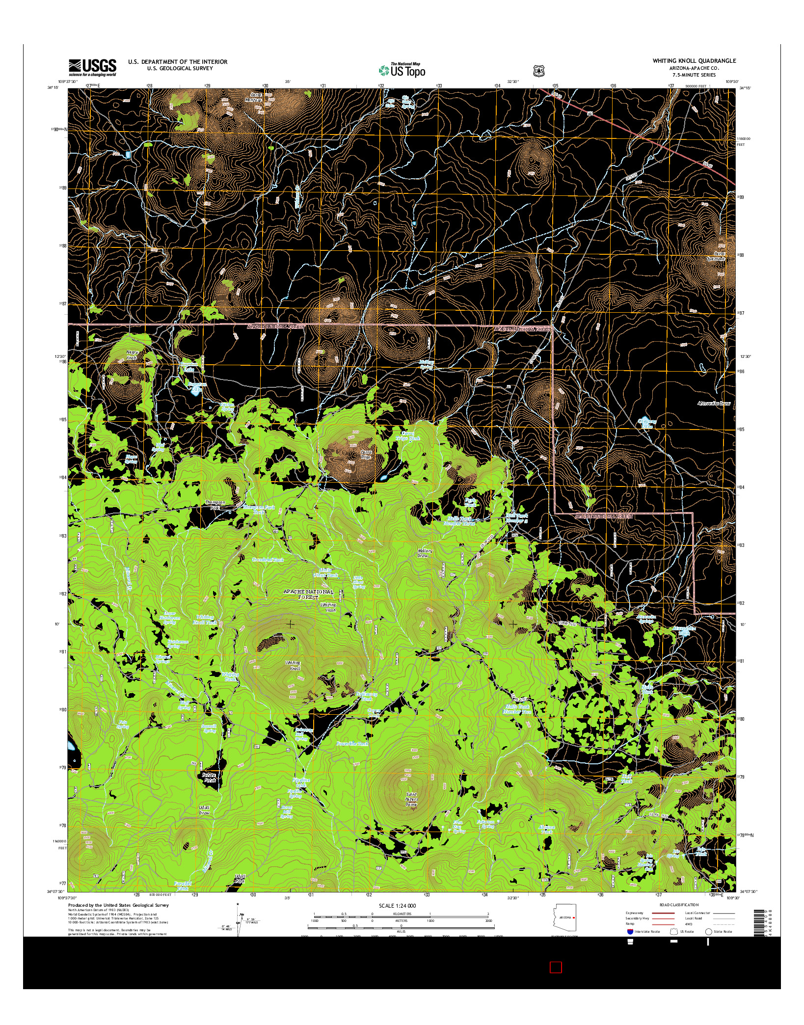 USGS US TOPO 7.5-MINUTE MAP FOR WHITING KNOLL, AZ 2014