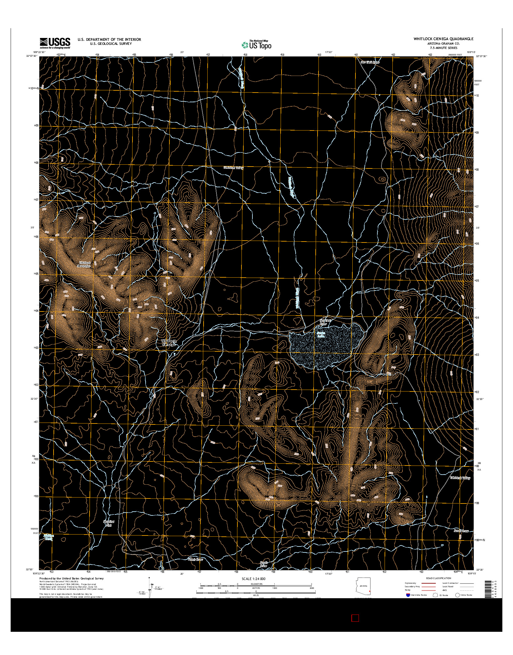 USGS US TOPO 7.5-MINUTE MAP FOR WHITLOCK CIENEGA, AZ 2014