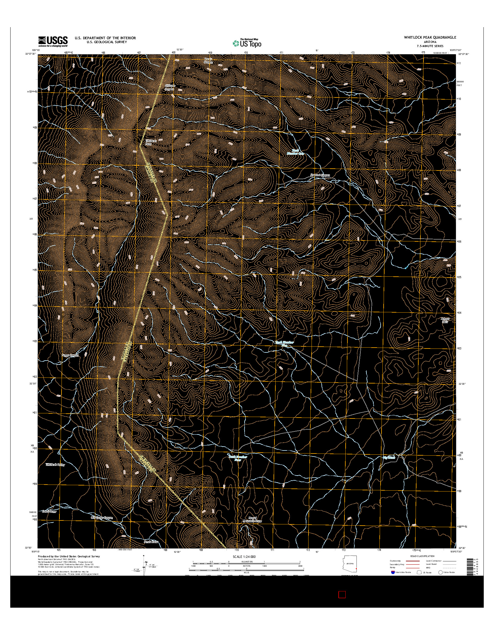 USGS US TOPO 7.5-MINUTE MAP FOR WHITLOCK PEAK, AZ 2014