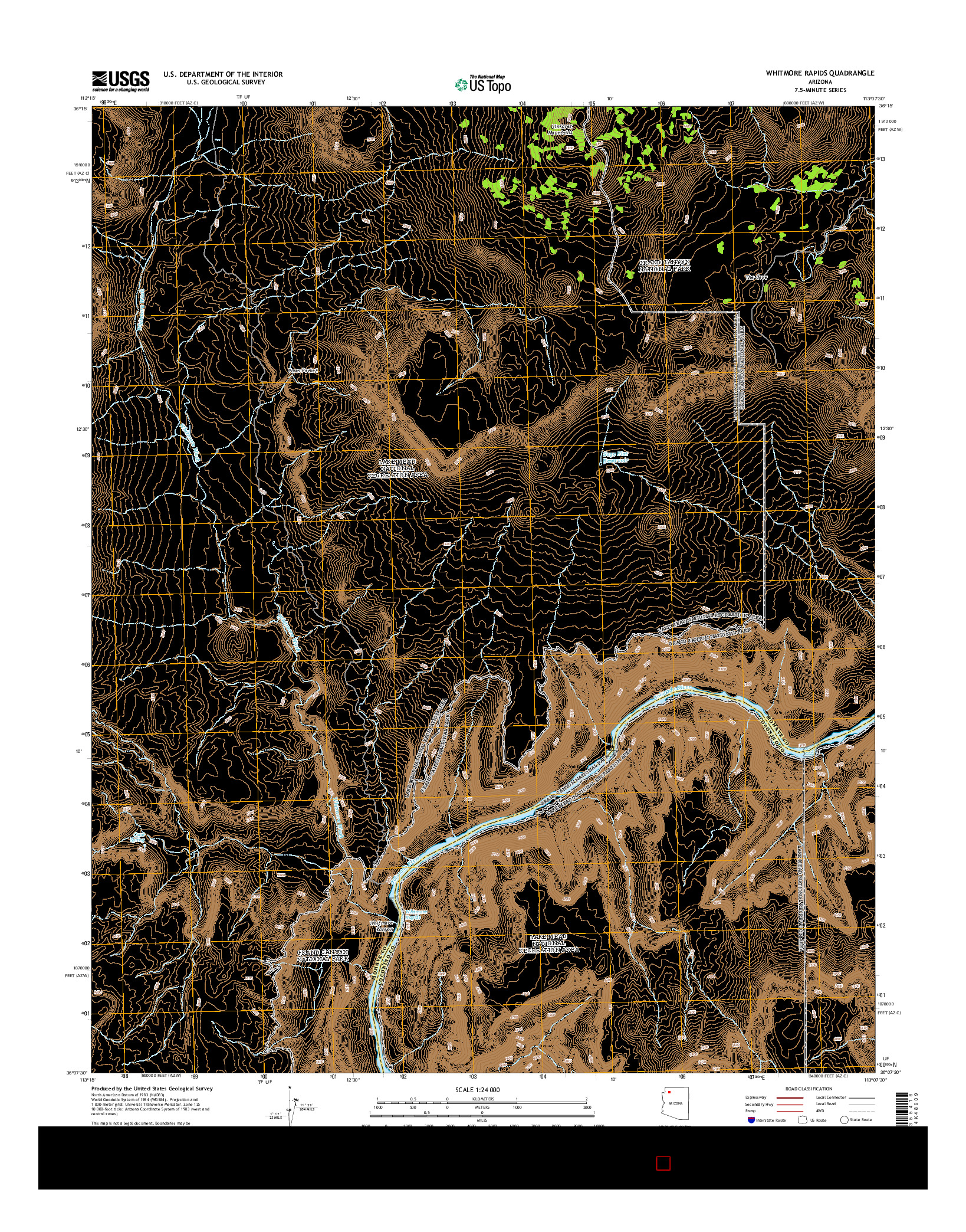 USGS US TOPO 7.5-MINUTE MAP FOR WHITMORE RAPIDS, AZ 2014