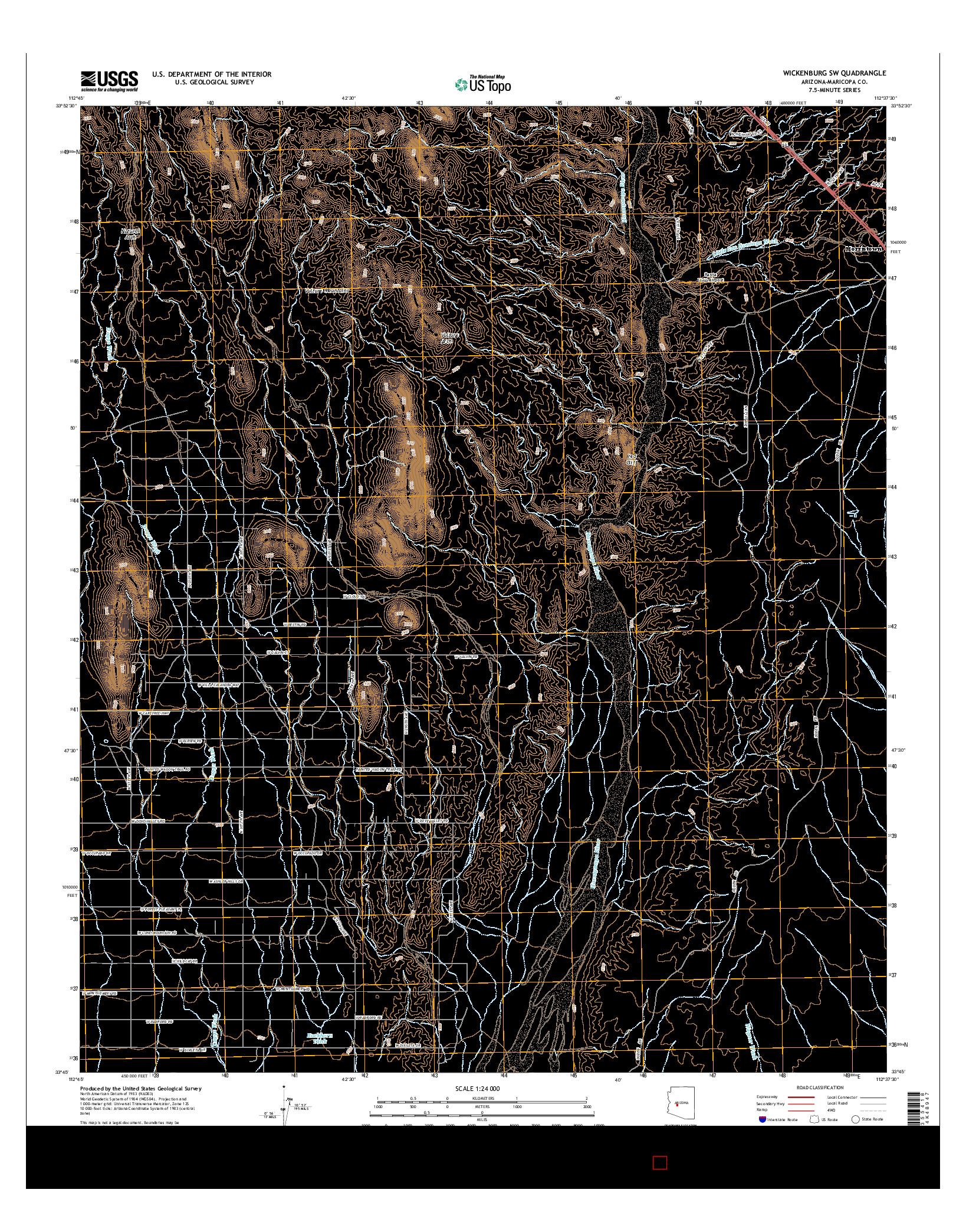 USGS US TOPO 7.5-MINUTE MAP FOR WICKENBURG SW, AZ 2014
